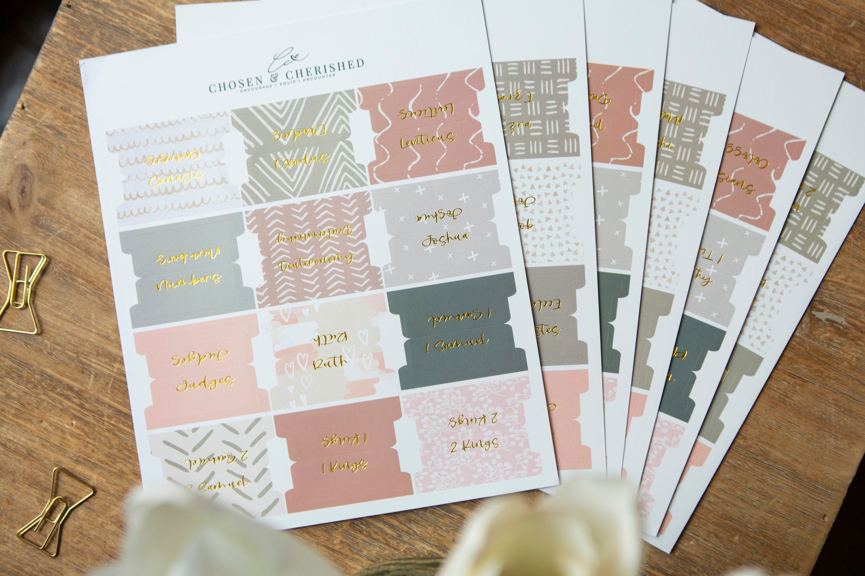 Bible Tabs | Laminated Bible Tabs | Tabs for the Bible | Pretty Bible Tab | Gifts for Christian Women | Bible Index Tabs with Gold Letters