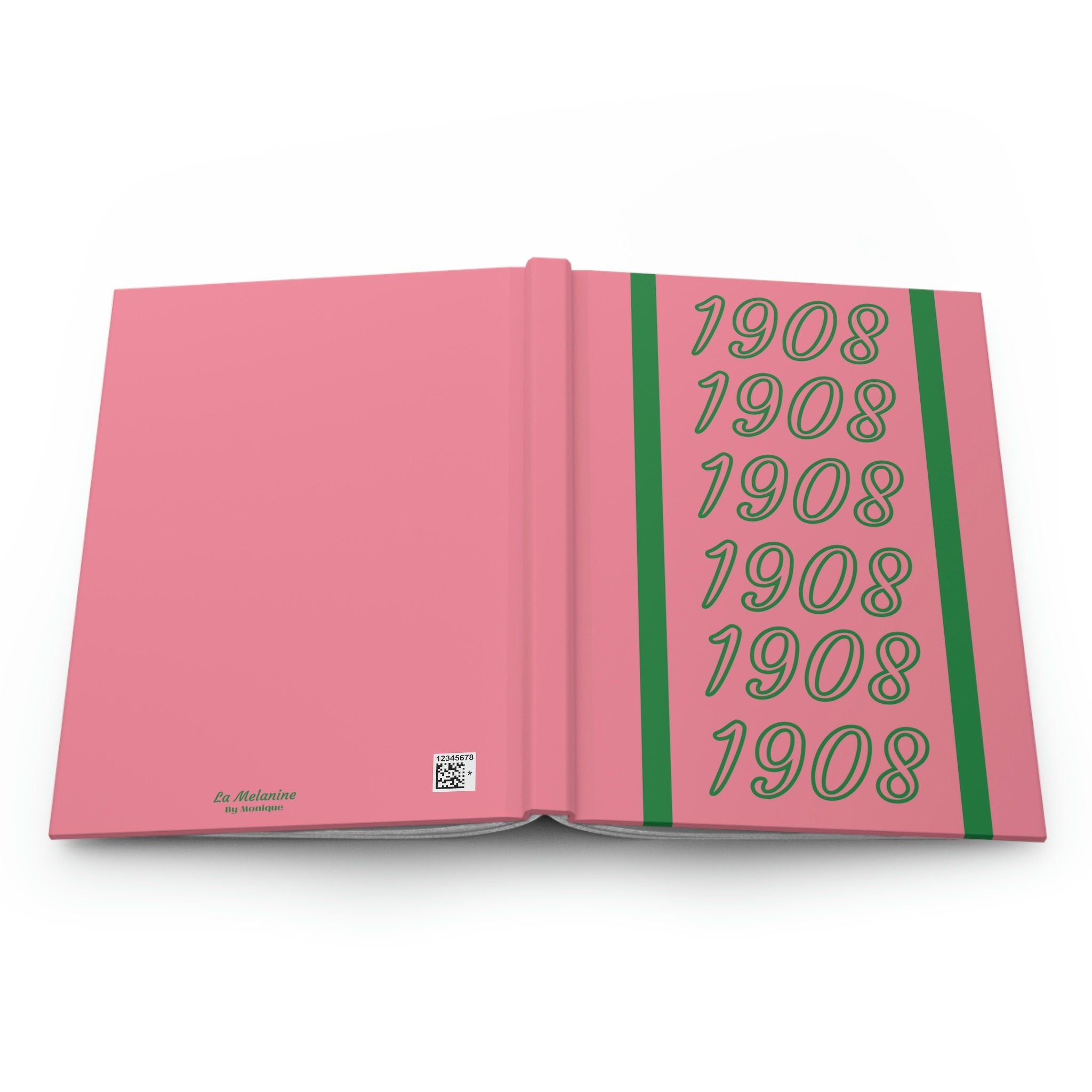 Pink & Green 1908 (Salmon Pink Cover) Hardcover Journal Matte | Diary | Salmon Pink and Apple Green | AKA Inspired | Sorority Gifts