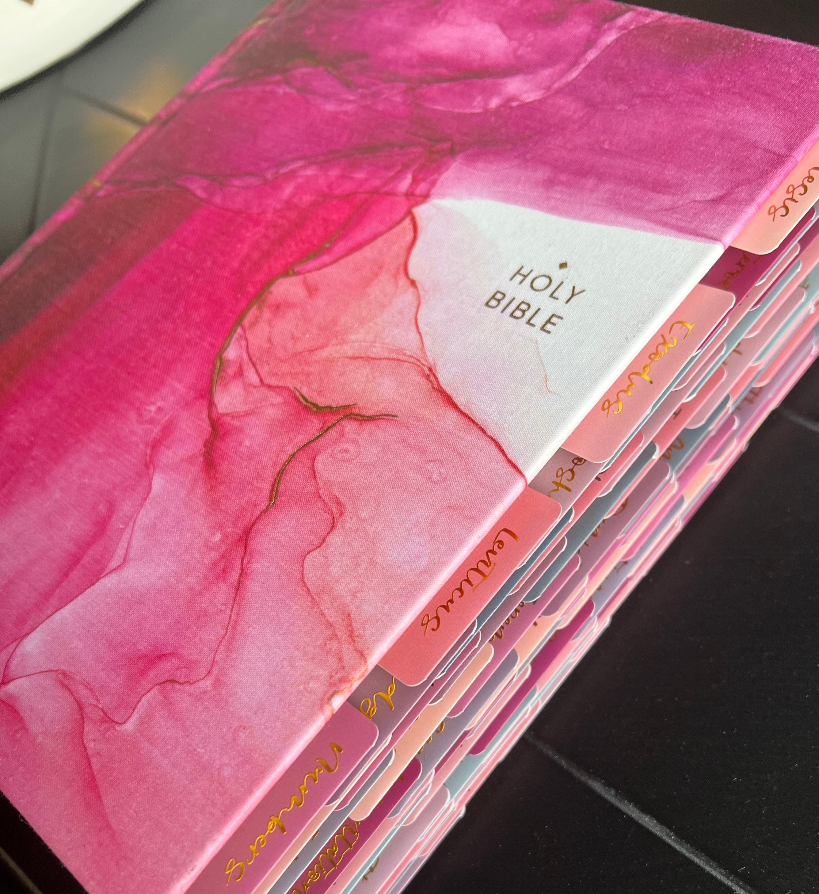 Gorgeous NIV Pink Marble Bible with TABS, Cloth over Board, Art Gilded Edges, Red Letter, Comfort Print