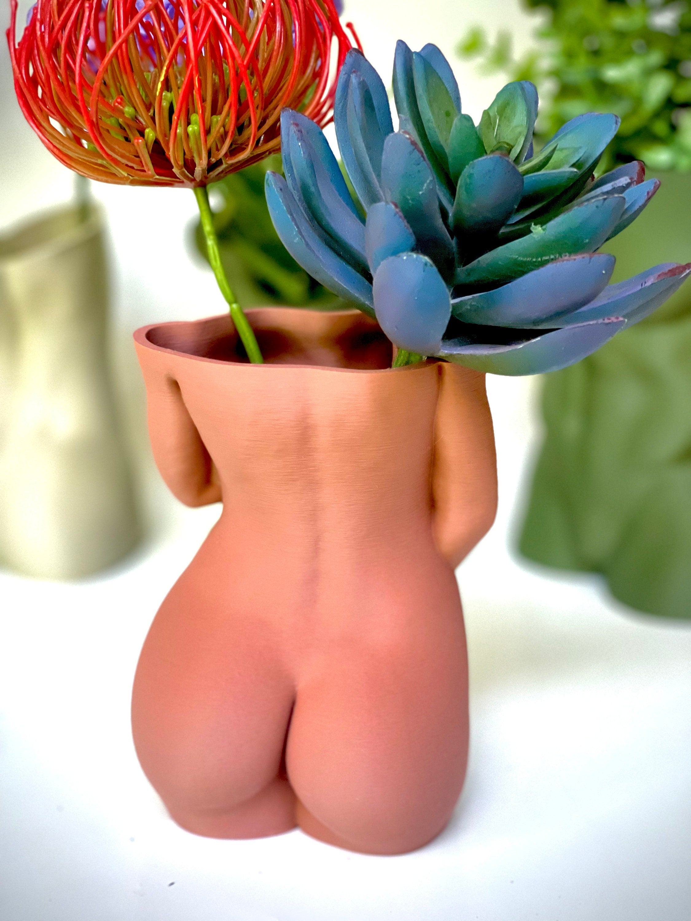 Unique Pot Artistic Naked Woman Planter, Fun Shy Decor, Quirky Office Decoration, Artistic Home Gift Idea, shy woman plant pot, female body