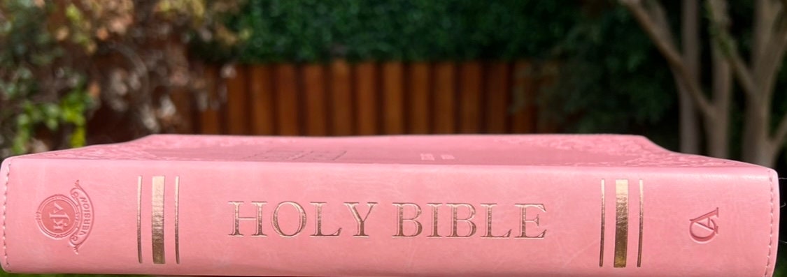 Beautiful KJV Pink Leather Soft Giant Print Bible with Ombre Tabs