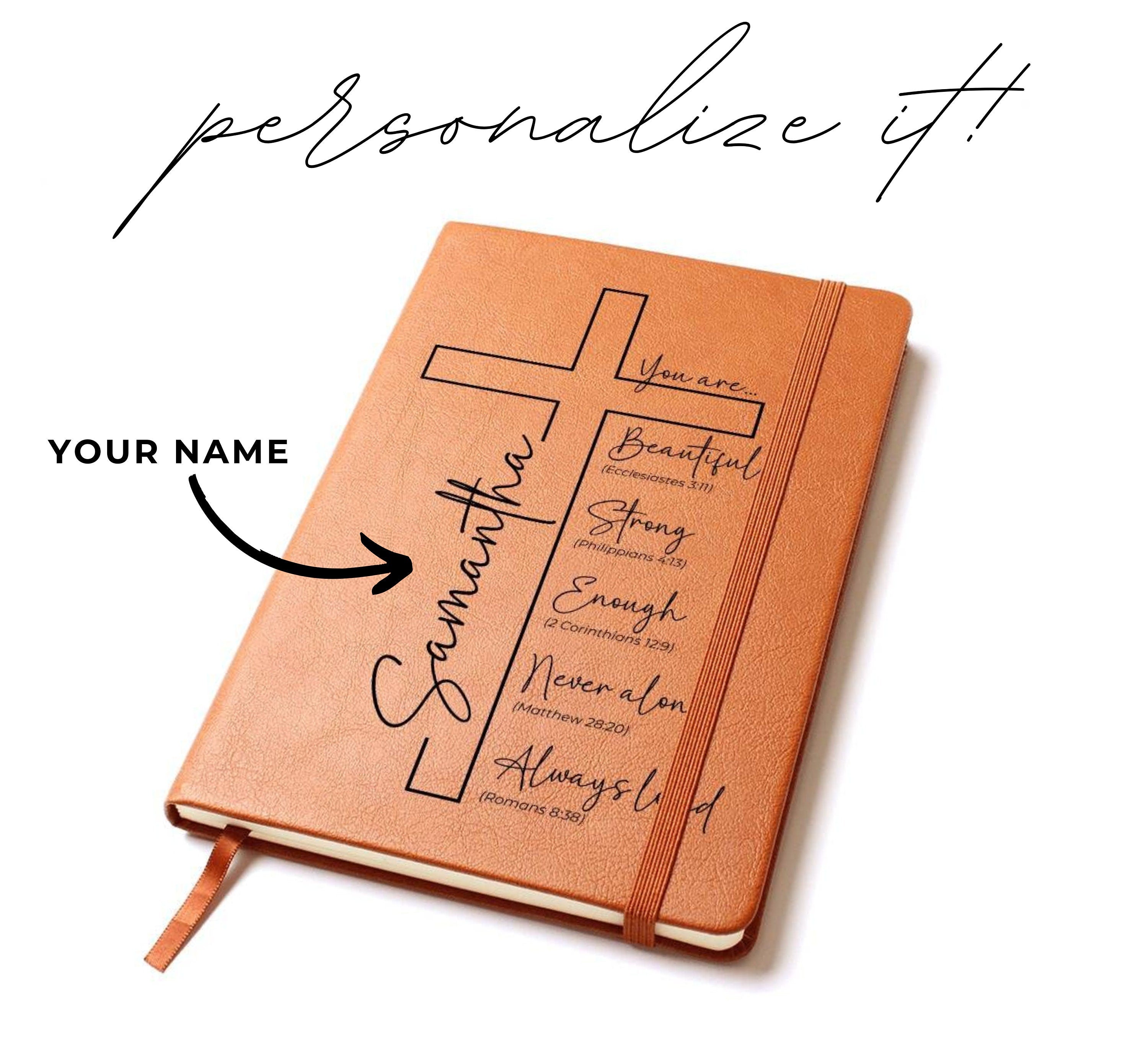 Personalized Christian Journal for Her, Bible Scripture Study Journal, Prayer Journal, Religious Journal Gift for Women, Bible Verse Gift