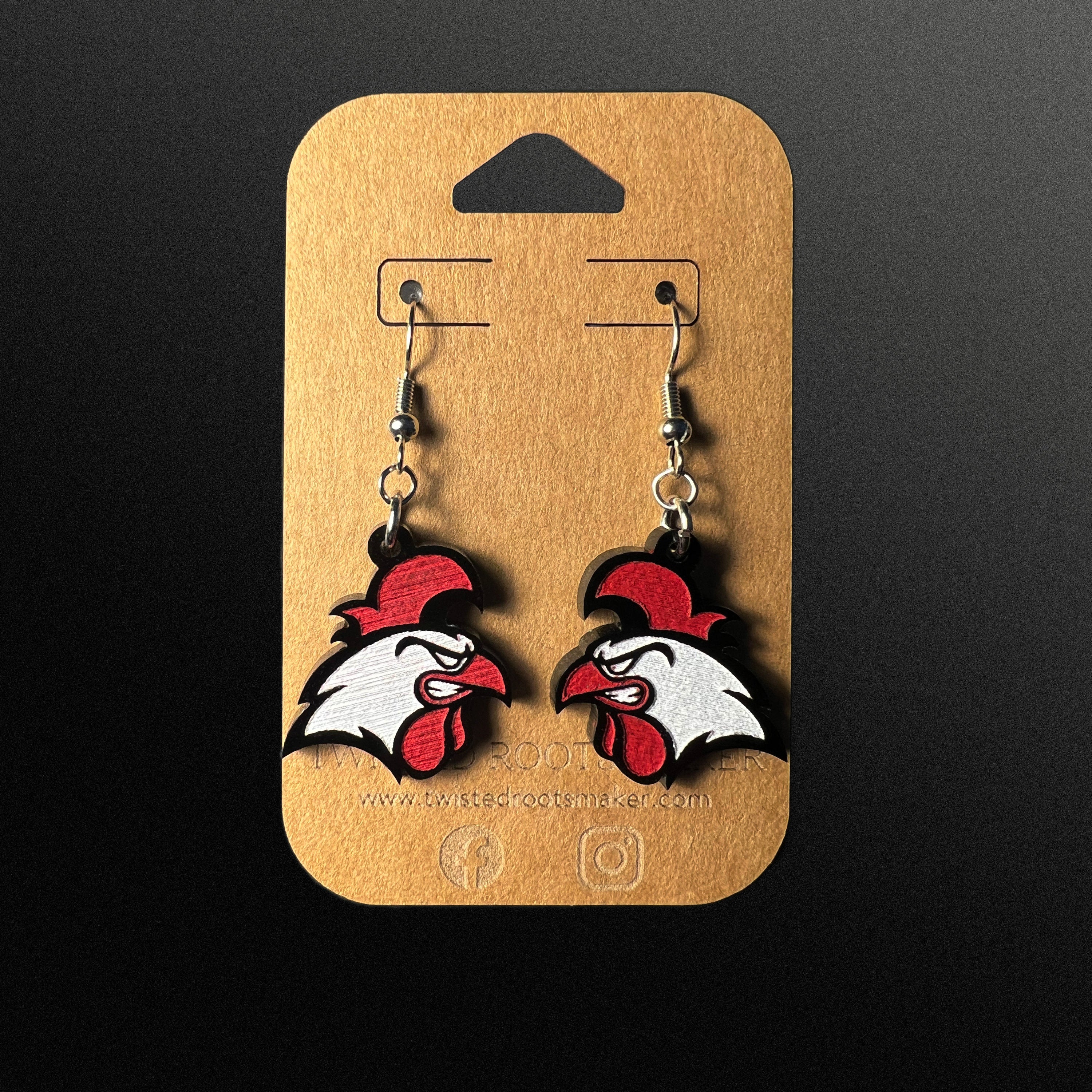 Custom School Mascot/Logo Laser Cut Painted Dangle Earrings | High School | College | Band | Cheer | Booster | Fundraiser