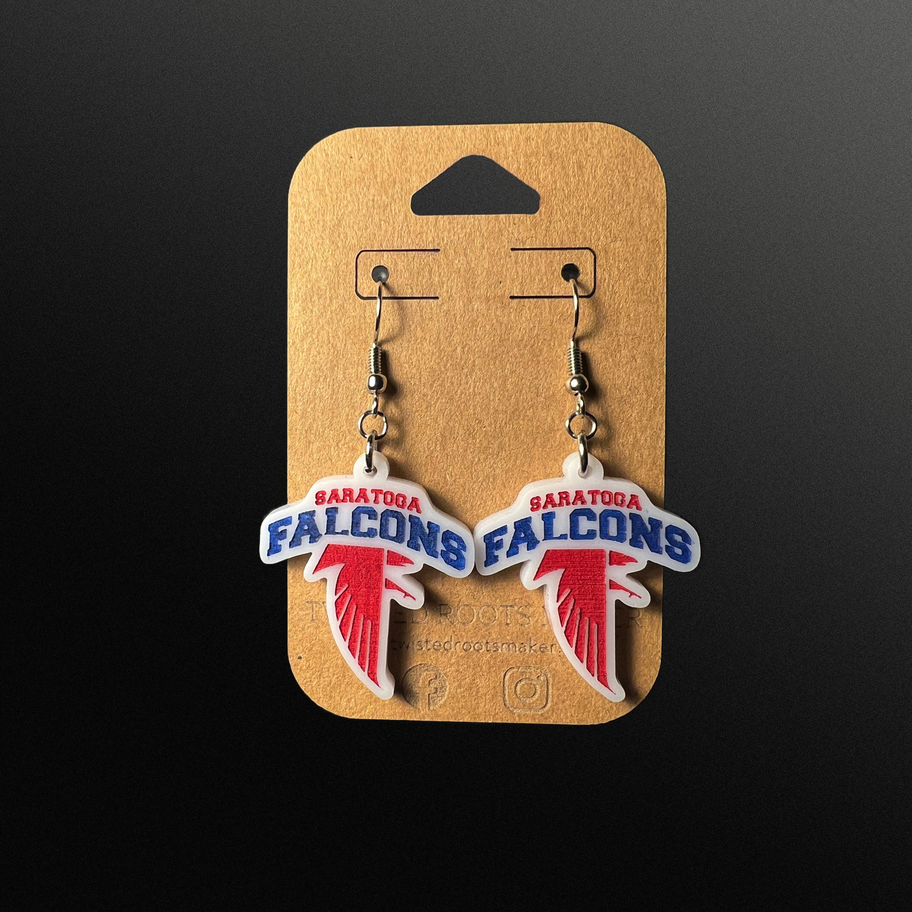 Custom School Mascot/Logo Laser Cut Painted Dangle Earrings | High School | College | Band | Cheer | Booster | Fundraiser