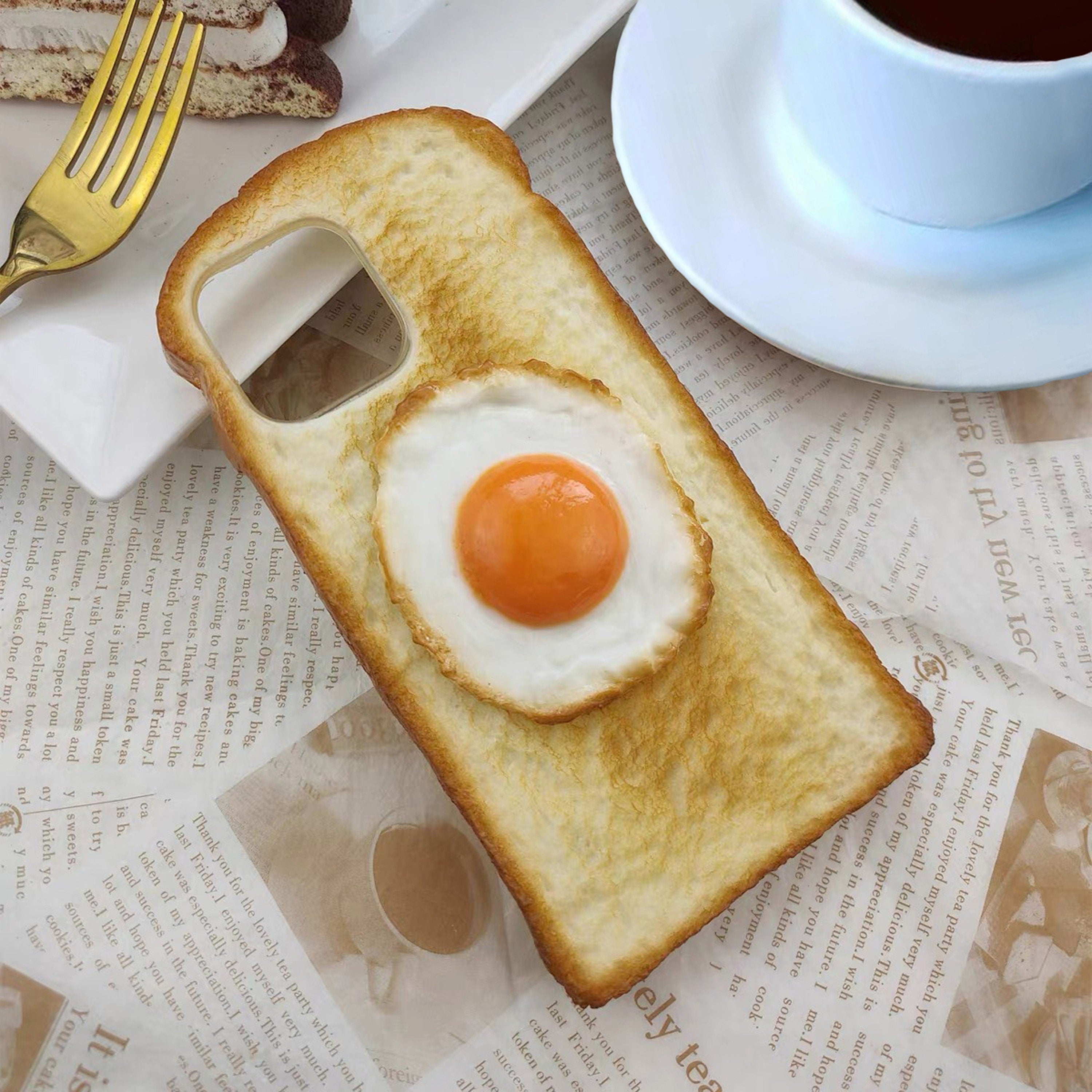 Handmade customized 3D egg and butter bread mobile phone case Cover for iPhone 7/8 Xs Xr 11 12 13 14 15 pro max,Fun and realistic phone case