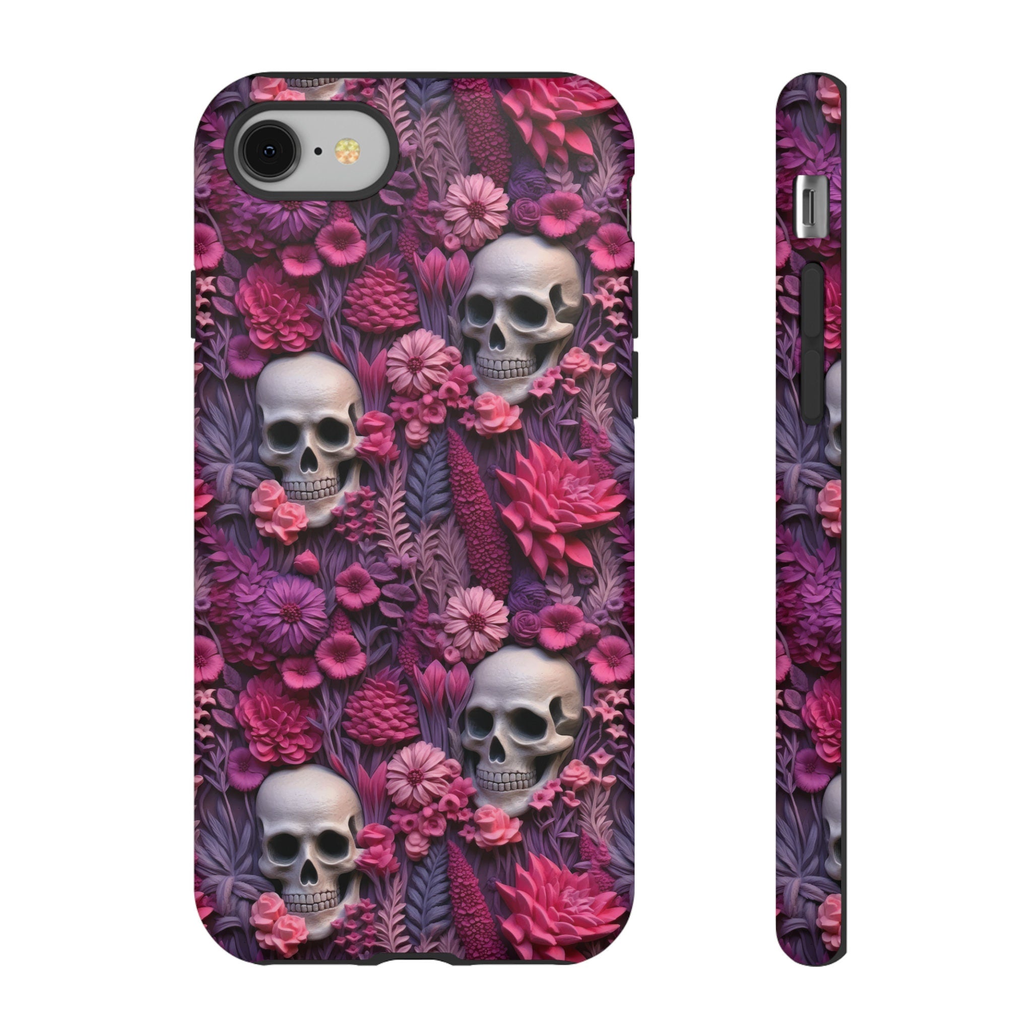 Valentines Skeletons In Bloom Phone Case | Embroidered Valentines Day Cottagecore Floral Skull Phone Cover For iPhone | Pixel | Samsung