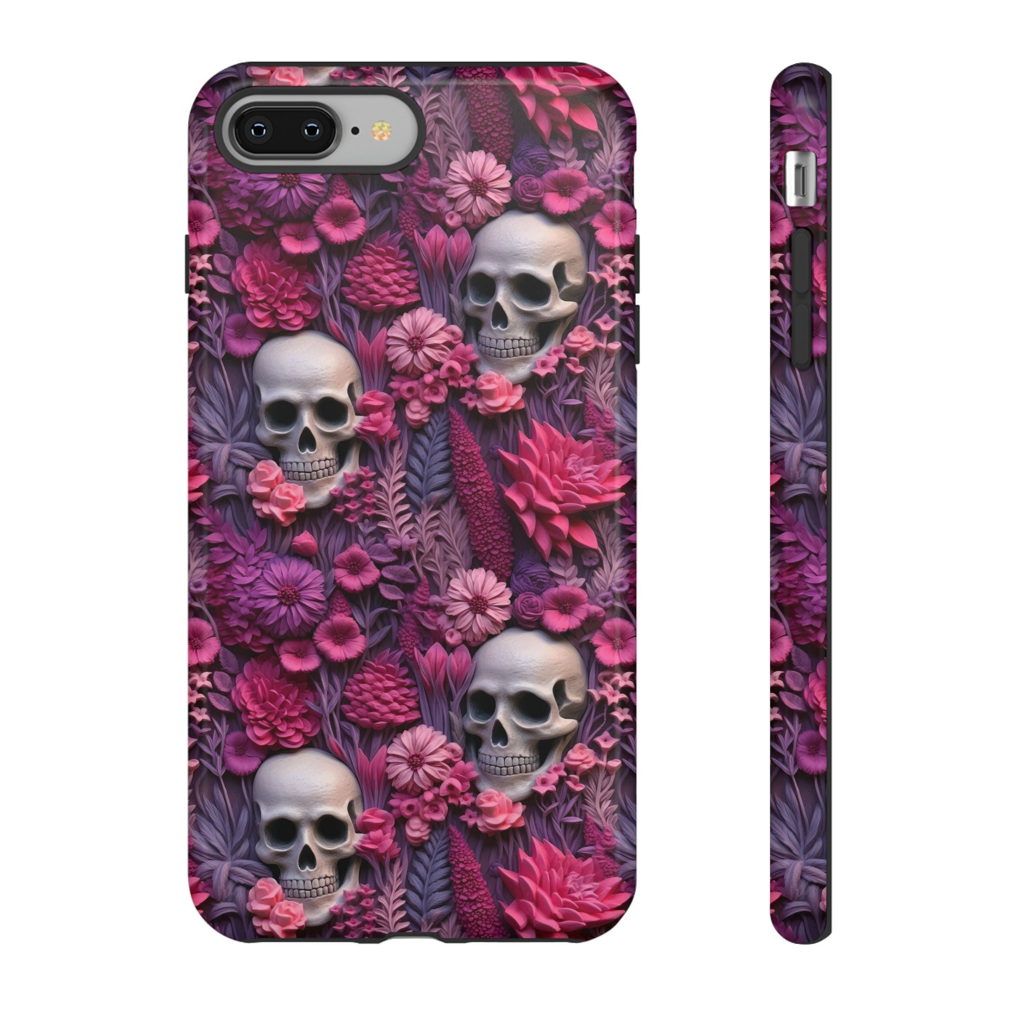 Valentines Skeletons In Bloom Phone Case | Embroidered Valentines Day Cottagecore Floral Skull Phone Cover For iPhone | Pixel | Samsung