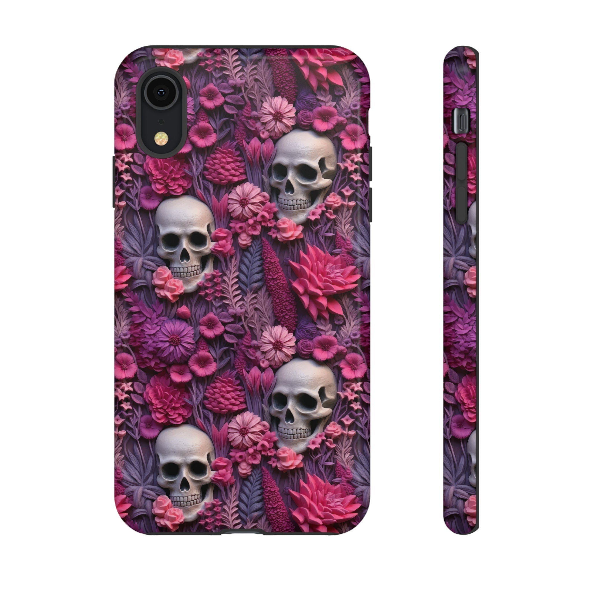 Valentines Skeletons In Bloom Phone Case | Embroidered Valentines Day Cottagecore Floral Skull Phone Cover For iPhone | Pixel | Samsung