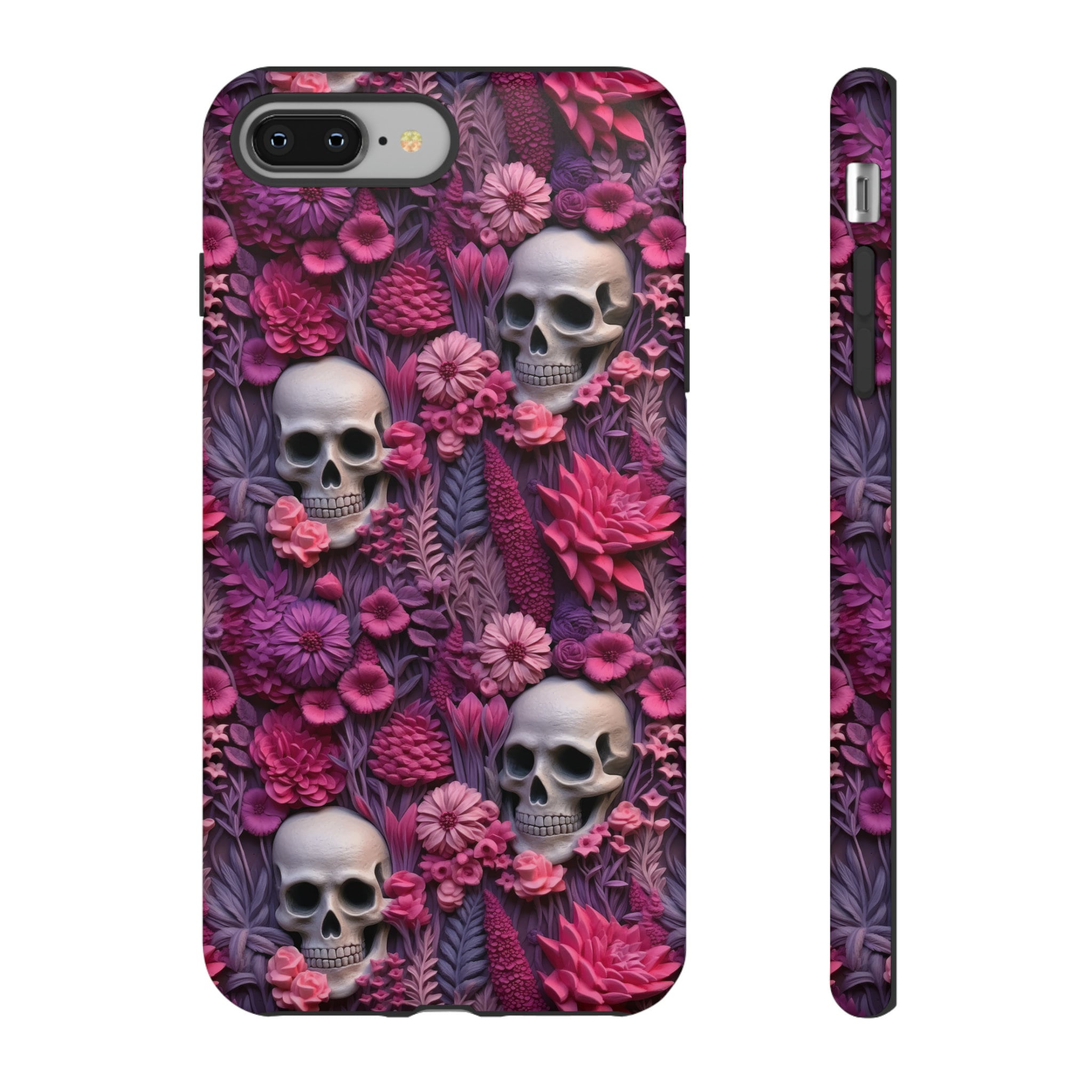 Valentines Skeletons In Bloom Phone Case | Embroidered Valentines Day Cottagecore Floral Skull Phone Cover For iPhone | Pixel | Samsung