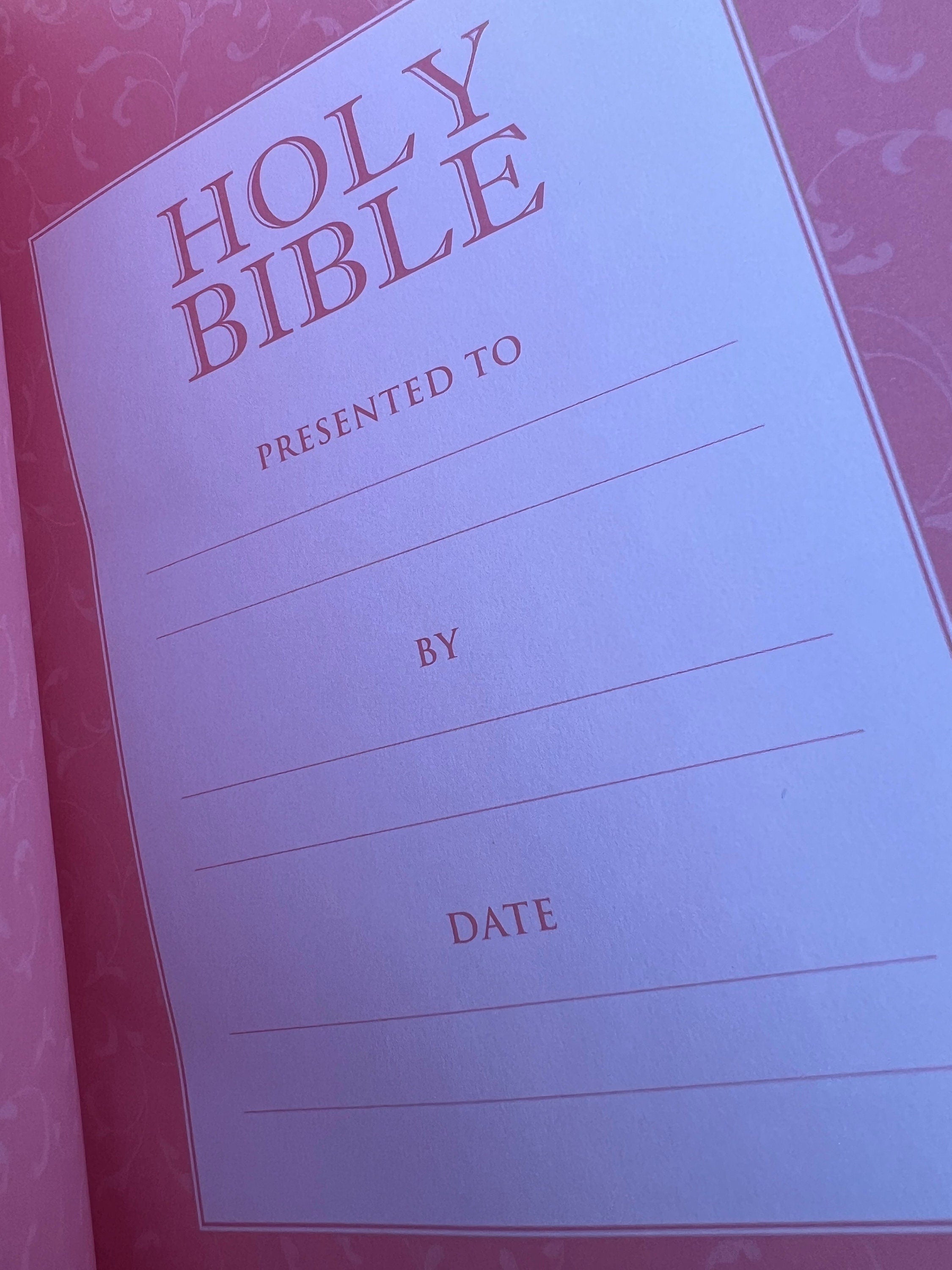 Beautifully Simple KJV Pink Leather Soft Giant Print Bible with Decorative/ Protective Gold Corners and Custom Name Option