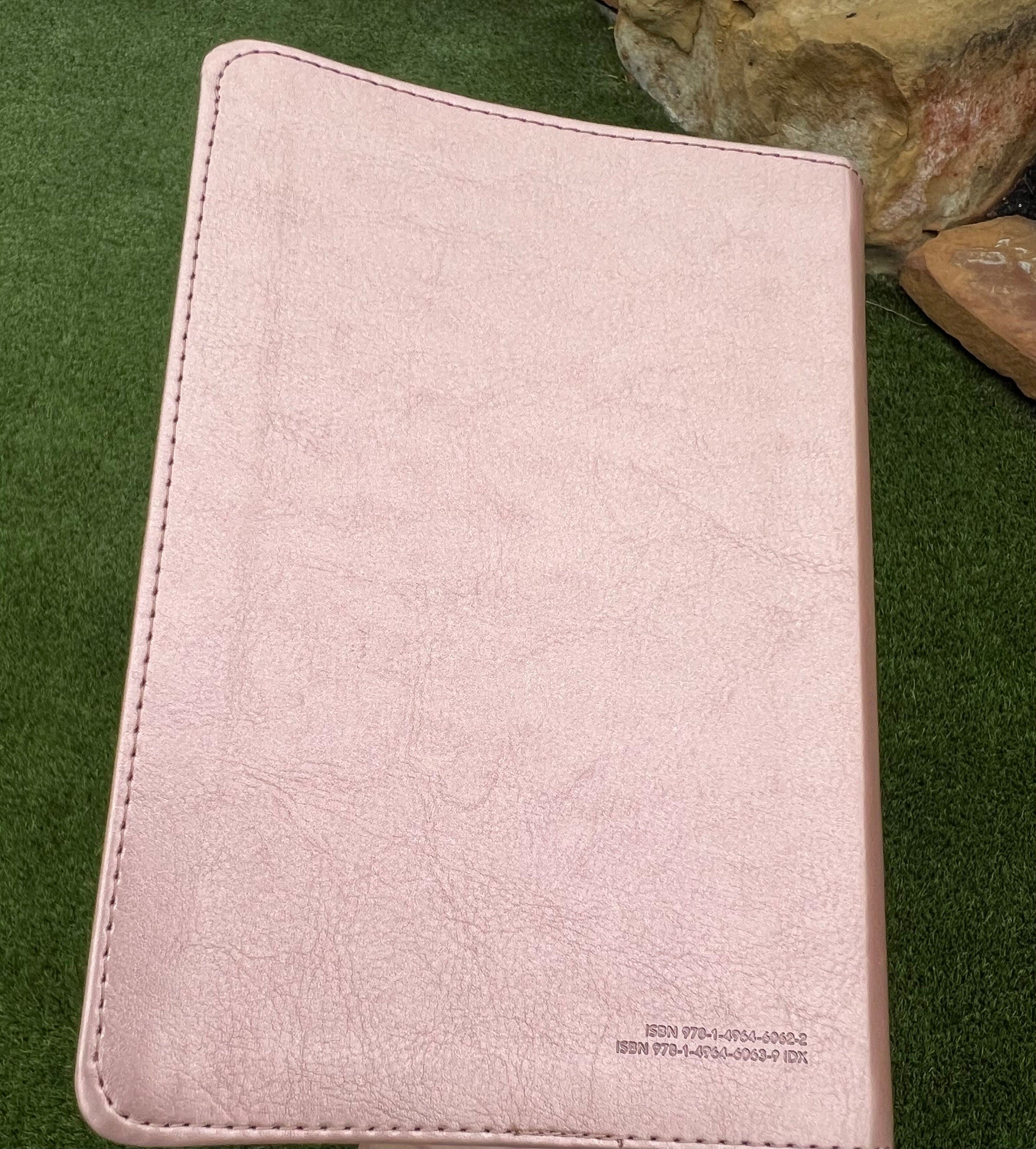 NLT Compact Giant Print Bible, Filament-Enabled Edition LeatherLike, Rose Metallic Peony, Red Letter with Floral Tabs