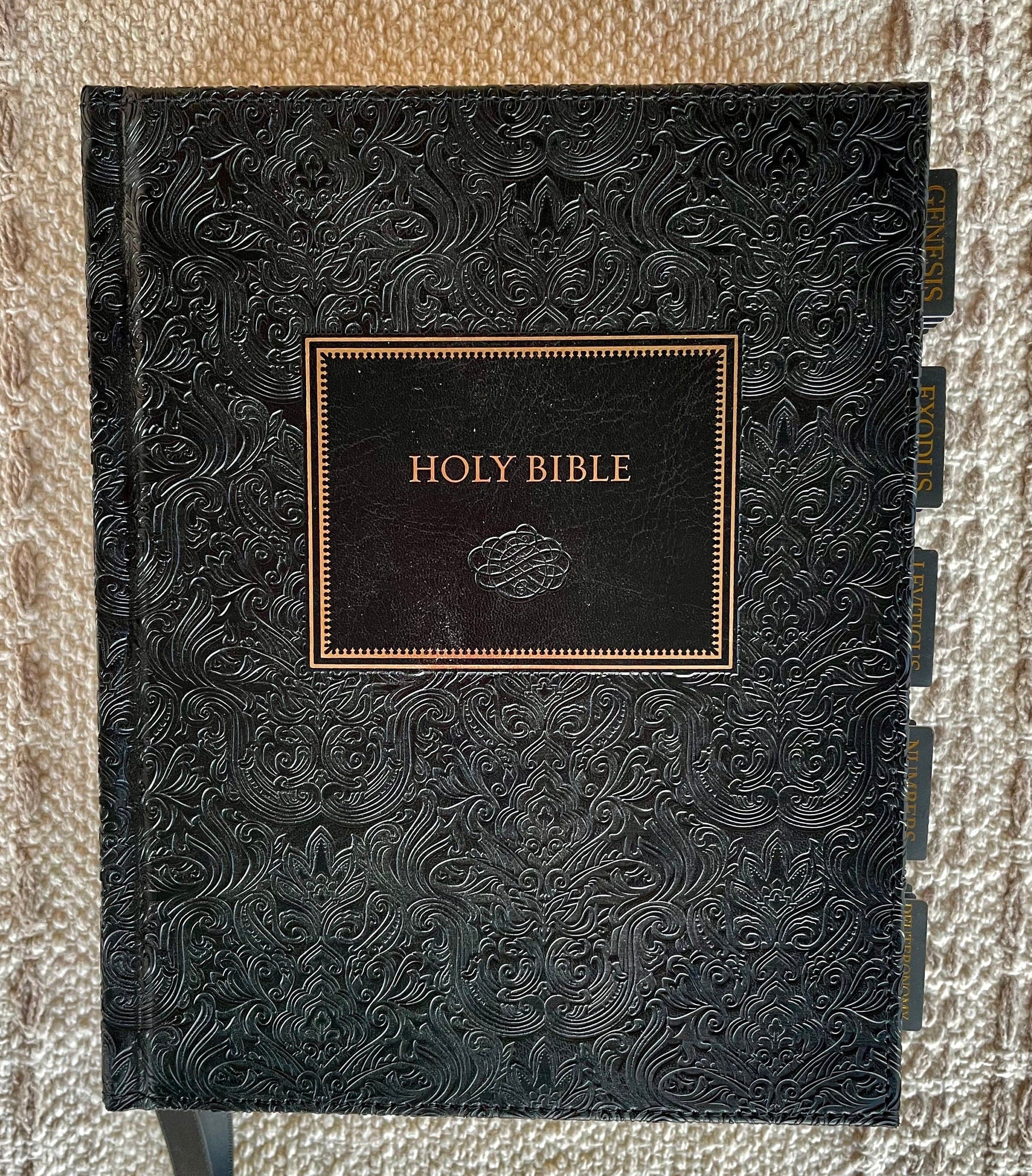 Beautiful Tabbed KJV Bible, Black and Gold Bible, Journaling KJV Bible