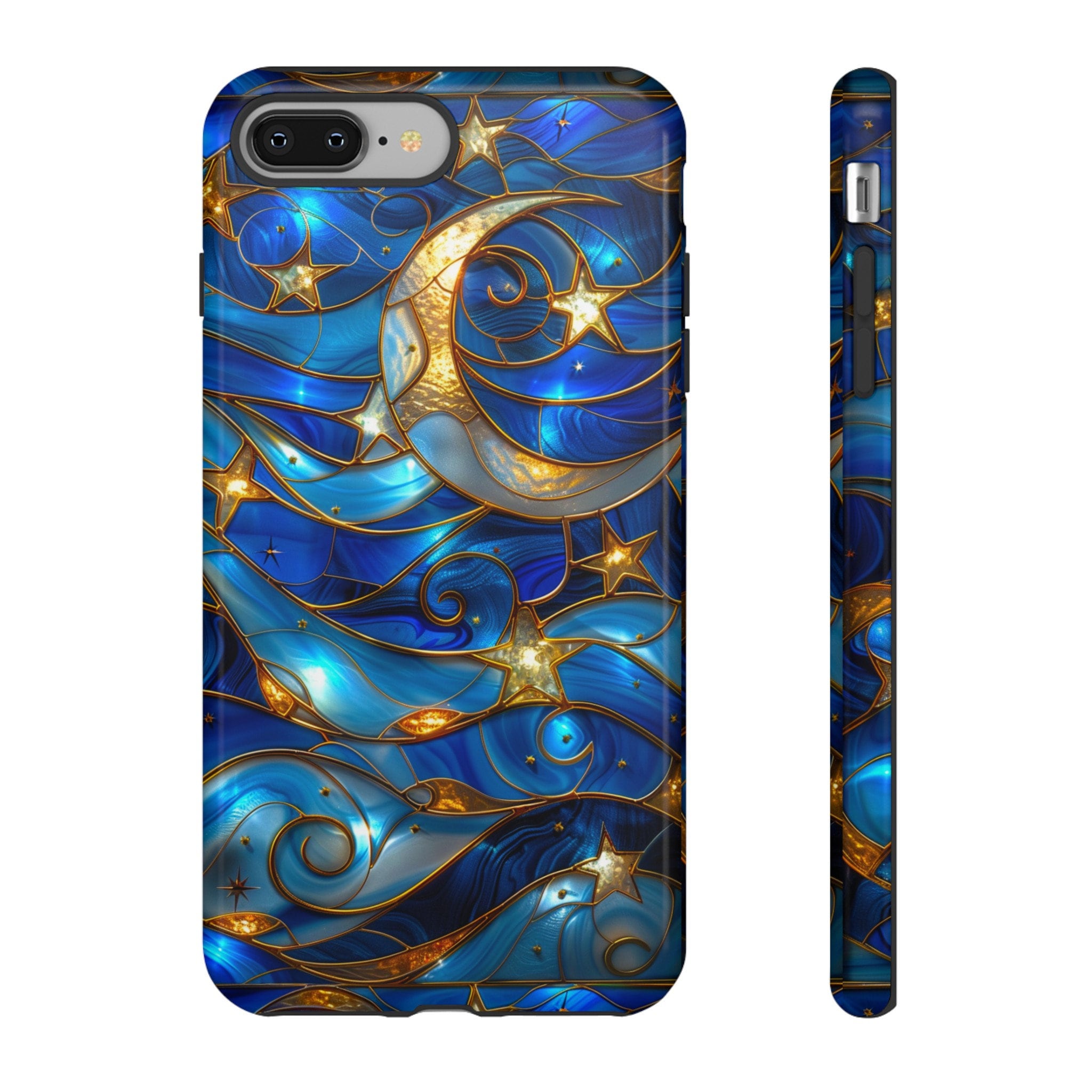 Stained Glass Celestial Moon Phone Case | Stained Glass Effect Stars And Moon Phone Cover iPhone 15 14 13 | Pixel 8 7 | Samsung S24 S23 S22