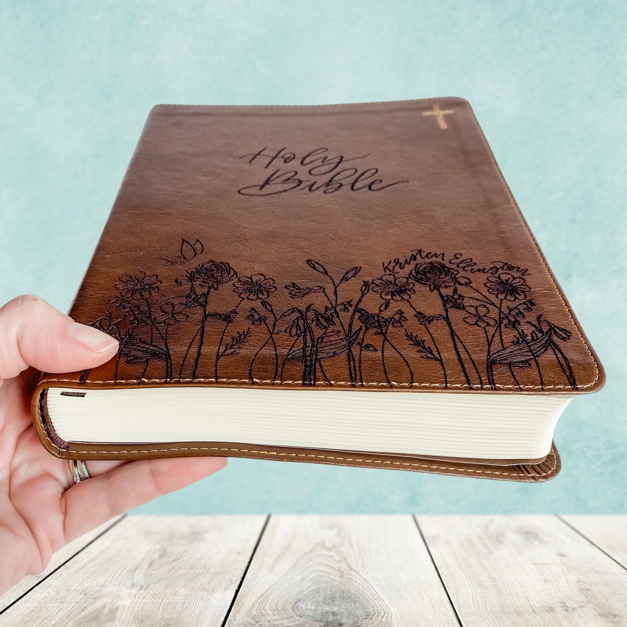 PERSONALIZED NIV Journaling Bible - Grass and Flowers - Add Your Name - CUSTOM
