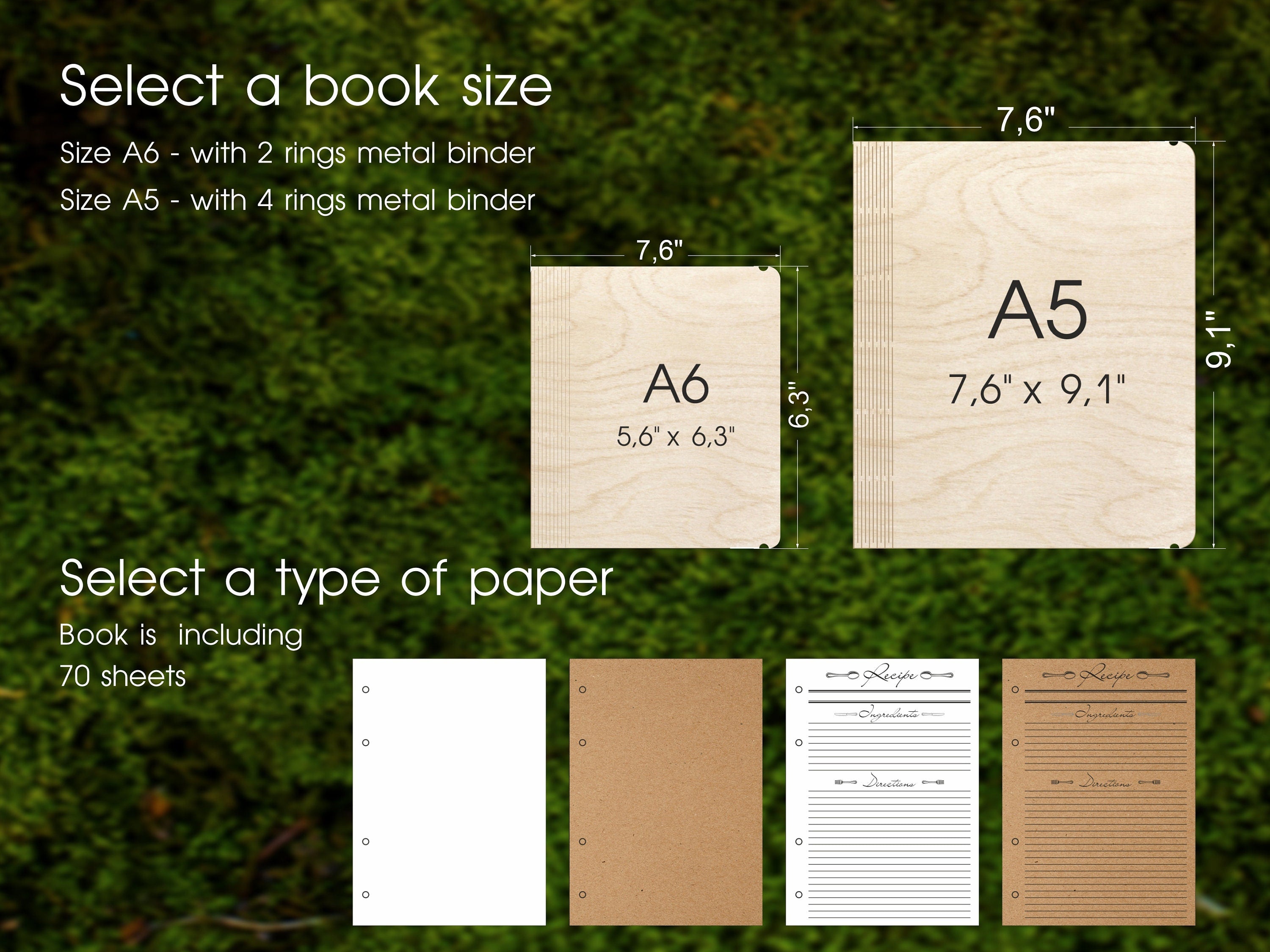 Personalized Wooden Recipe Book Binder Custom Journal Cookbook Notebook Fathers Day gift Daddy Gift Daughter Birthday Gift Gift Moms