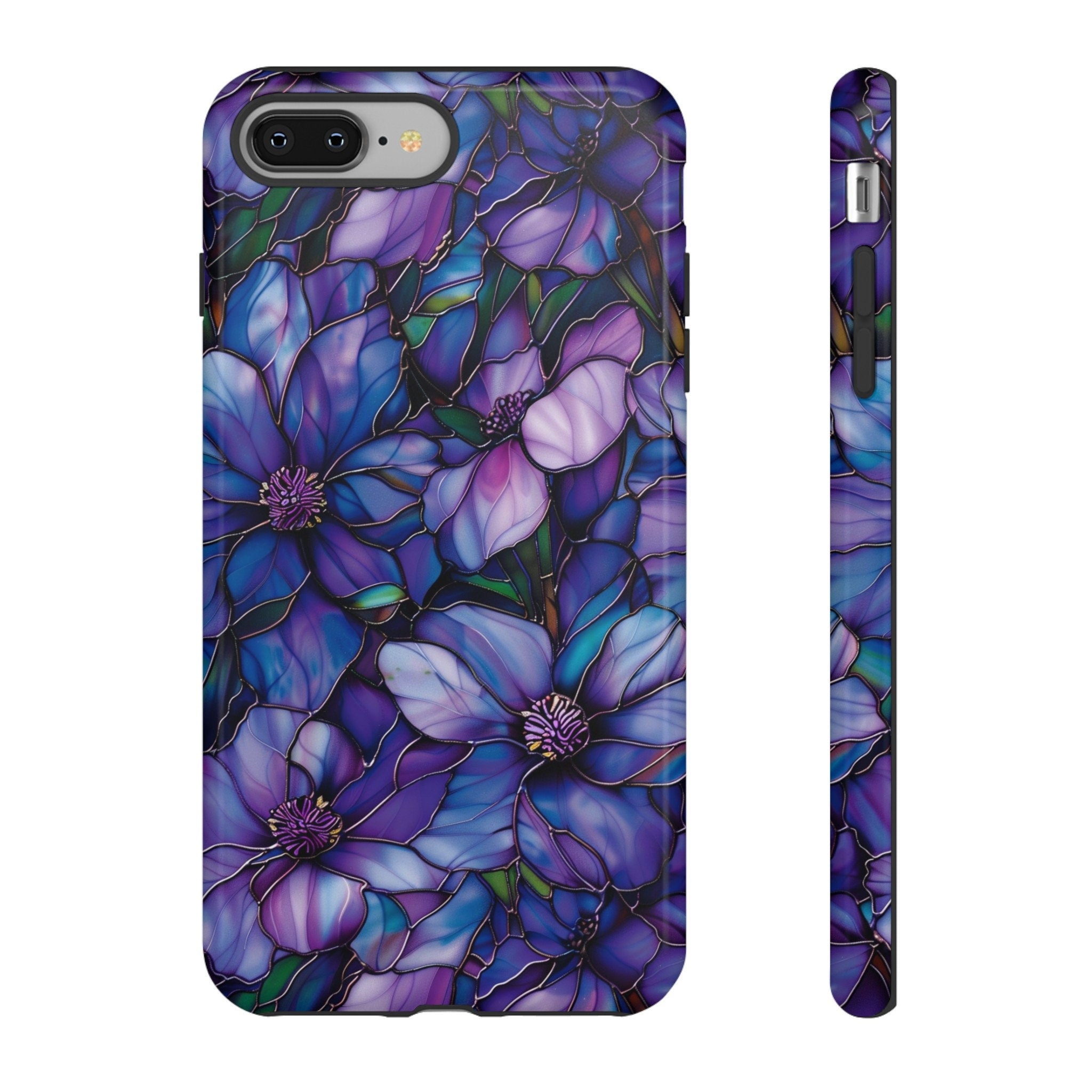 Floral Stained Glass Phone Case, Stained Glass Flower Blossoms Phone Cover, iPhone 15 Pro Max, Google Pixel Pro, Samsung Galaxy Plus Ultra