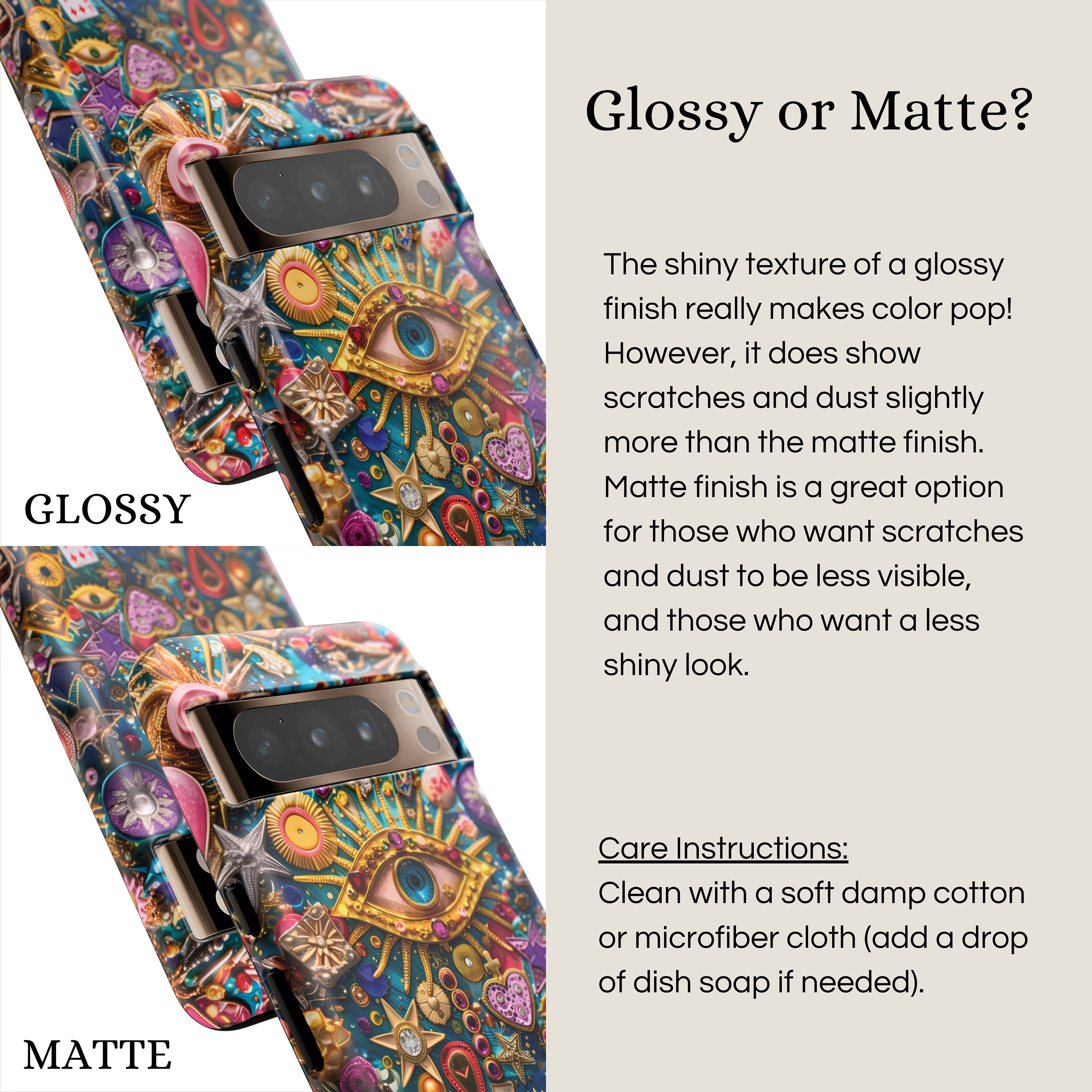 Vintage Mosaic Evil Eye Charm Phone Case, Abstract Trinket Collage Phone Cover for iPhone 15 14 13 12 11, Samsung Galaxy S24 S23 S22 Ultra