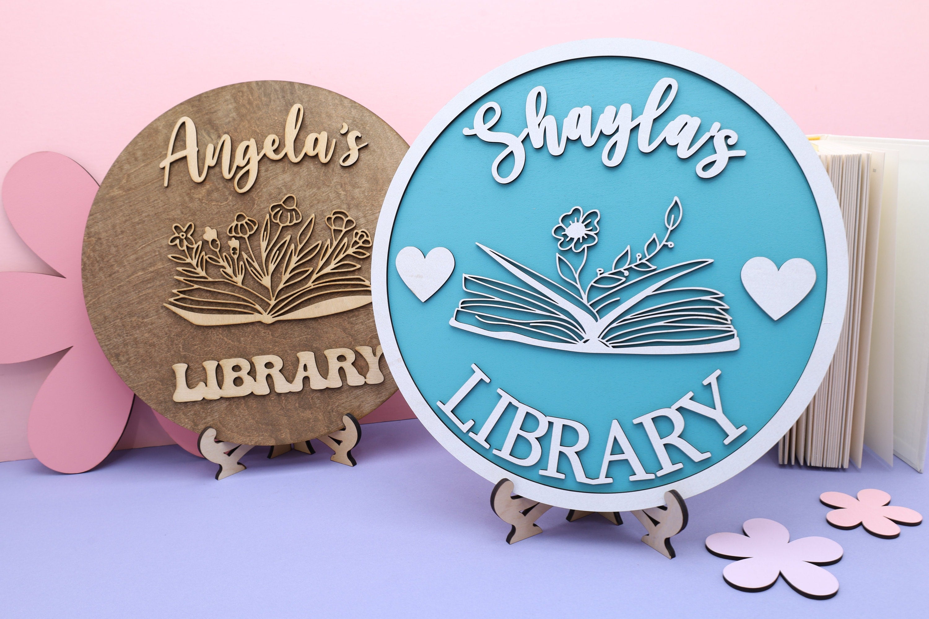 Personalized Library Sign, Bookshelf Sign, Library Book Nook, Book Lover Gift, Reader Gift, Book Shelf Decor, Bookish Sign, Bookcase Sign