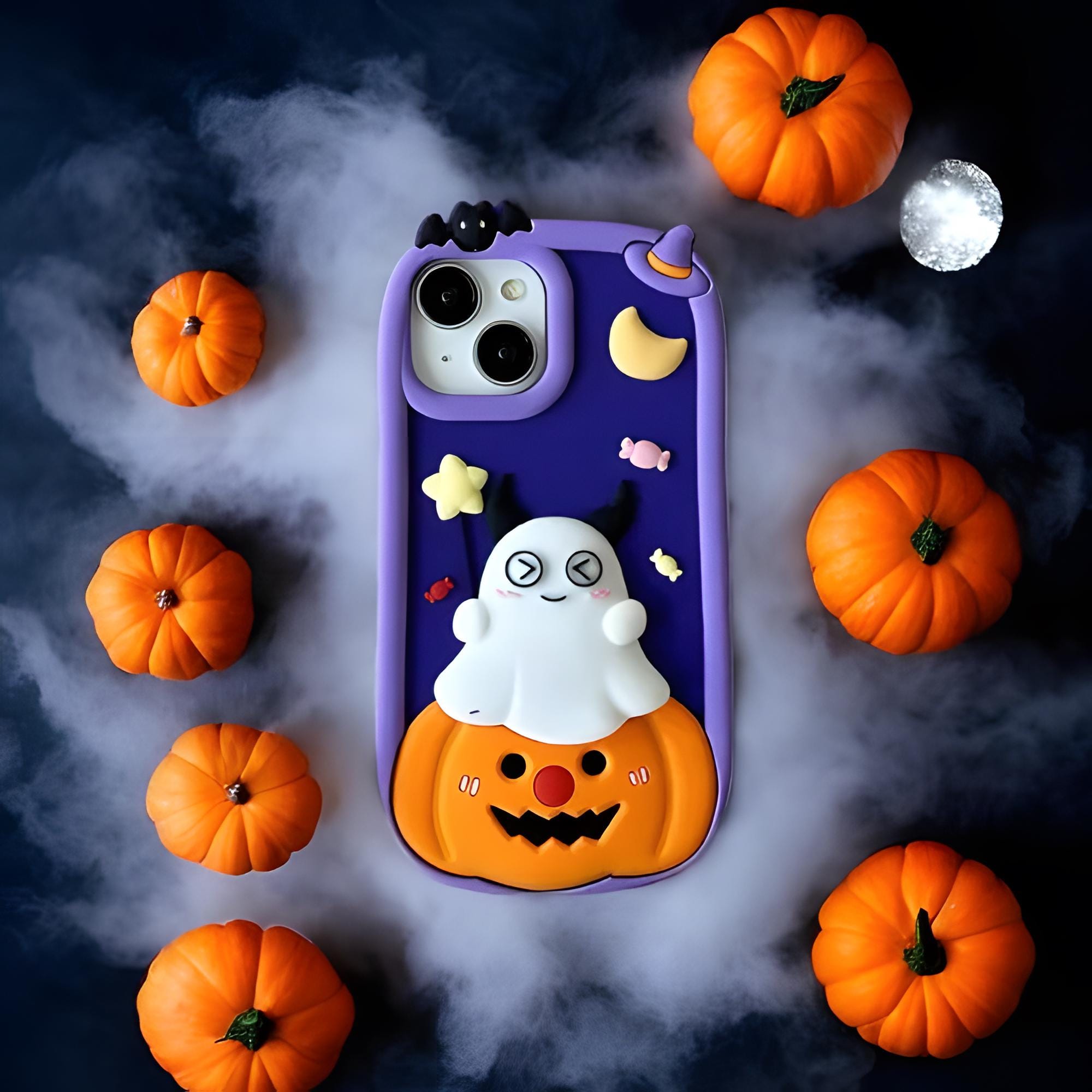 3D Halloween Pumpkin Ghost Handmade Phone Case, Spooky iPhone Case, Halloween Aesthetic, Perfect Halloween Gift