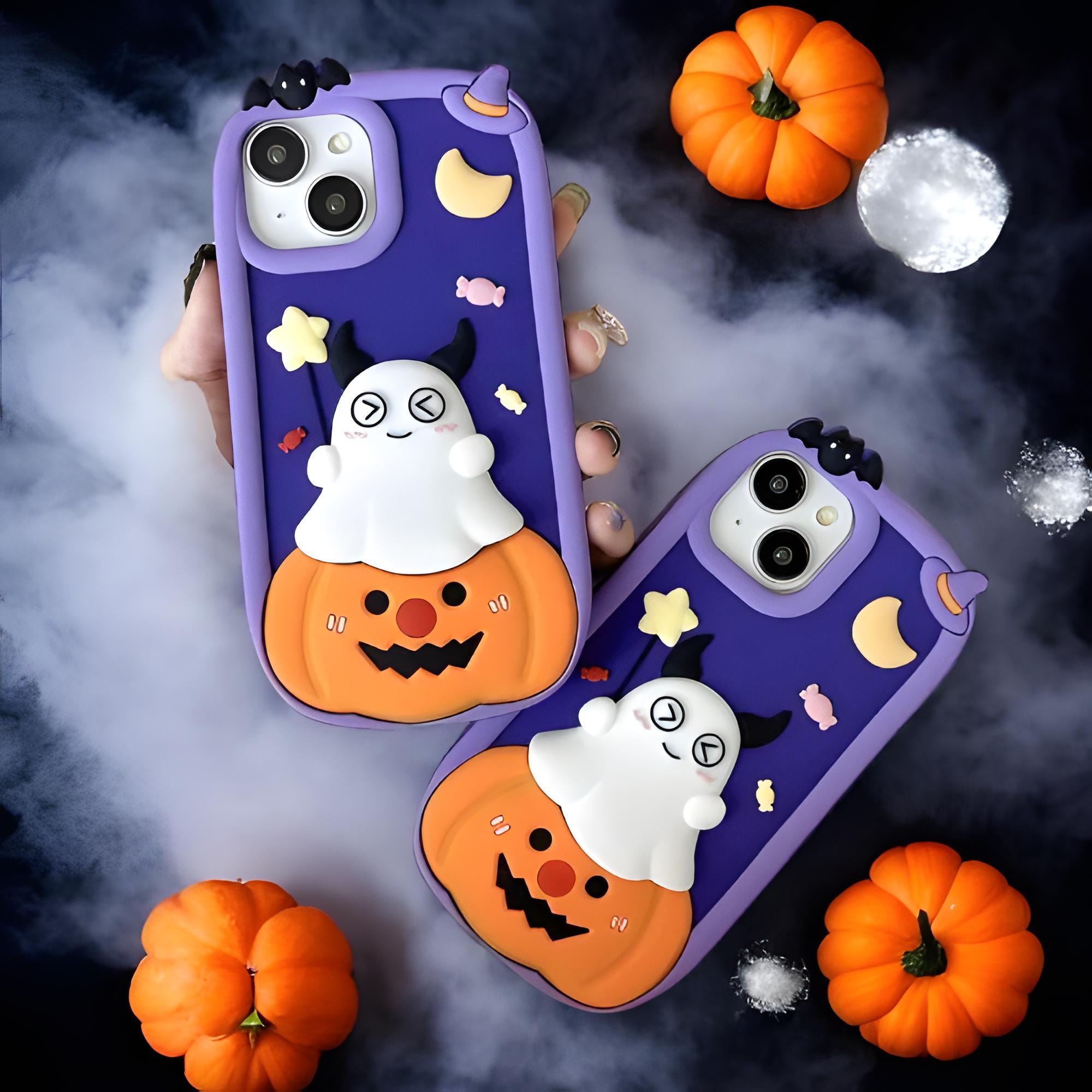 3D Halloween Pumpkin Ghost Handmade Phone Case, Spooky iPhone Case, Halloween Aesthetic, Perfect Halloween Gift