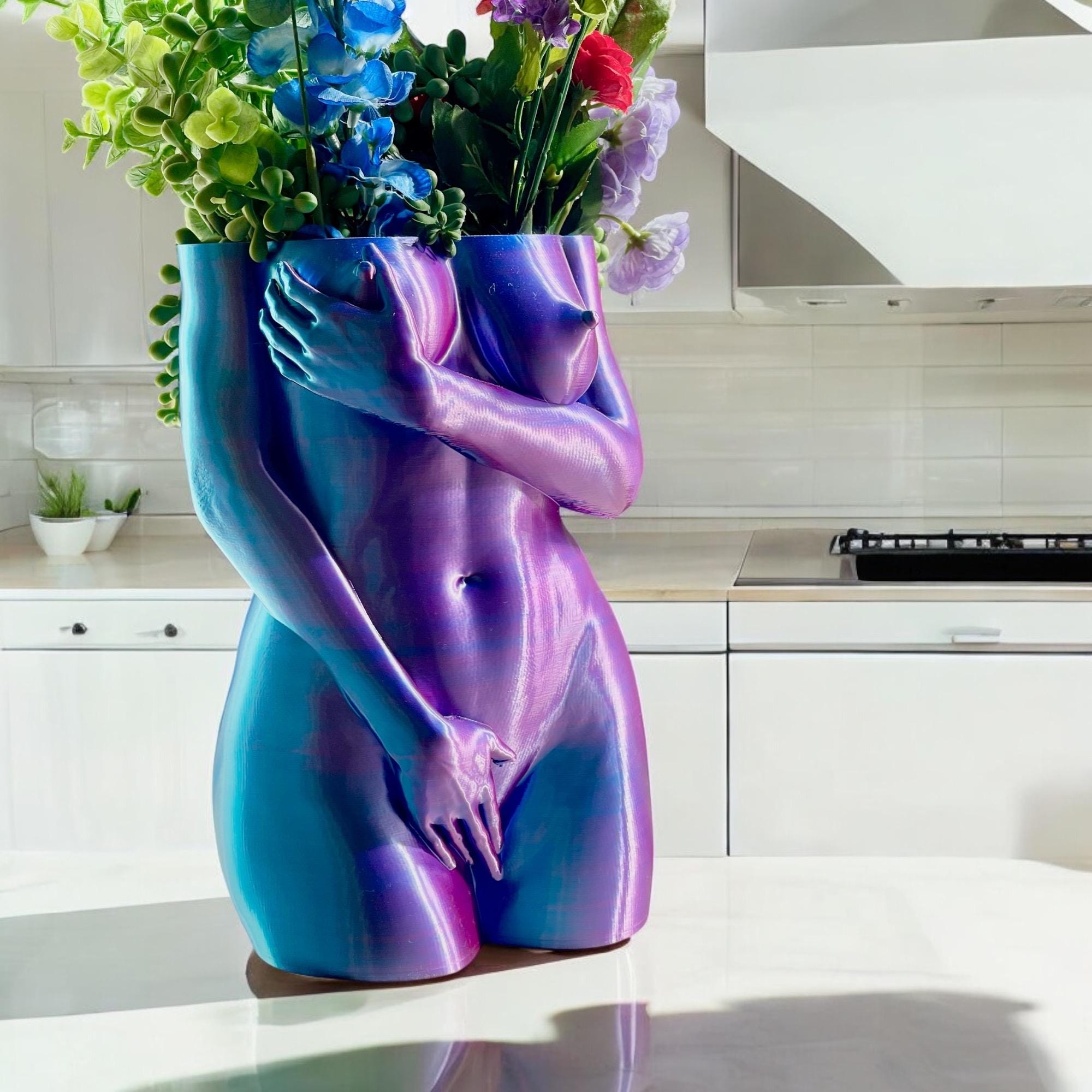 Unique Pot Artistic Naked Woman Planter, Fun Shy Decor, Quirky Office Decoration, Artistic Home Gift Idea, shy woman plant pot, female body