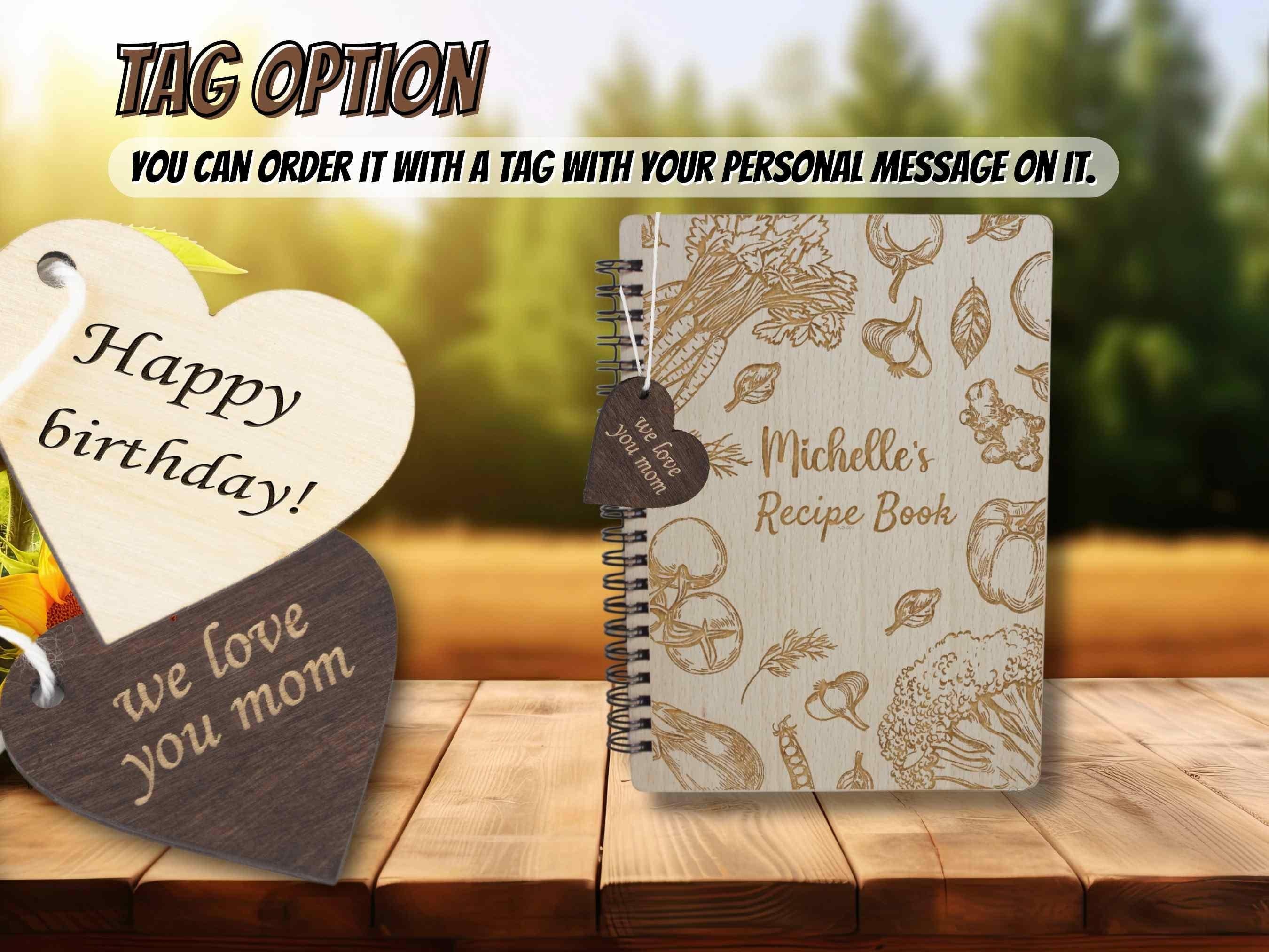 Personalized Wood Recipe Spiral Notebook Birthday Gift for Her Custom CookBook Personalzied Recipe Book Wooden Spiral Notebook Cooking Gift