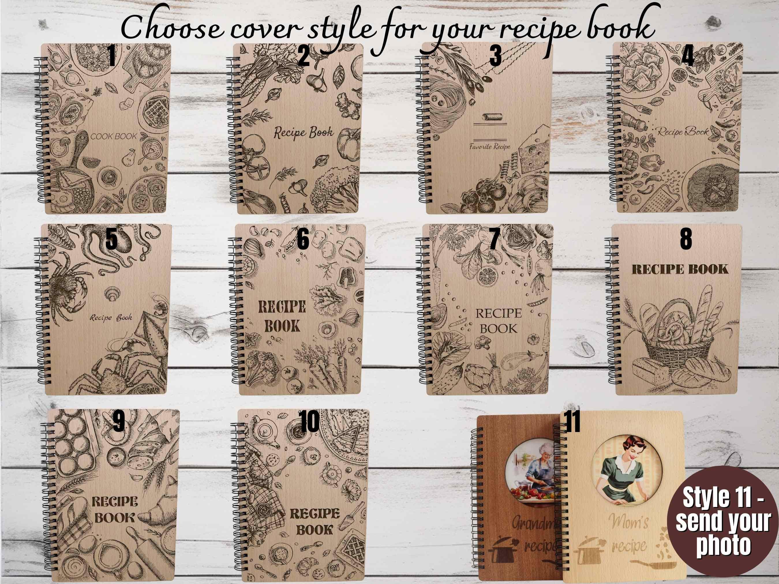 Personalized Wood Recipe Spiral Notebook Birthday Gift for Her Custom CookBook Personalzied Recipe Book Wooden Spiral Notebook Cooking Gift