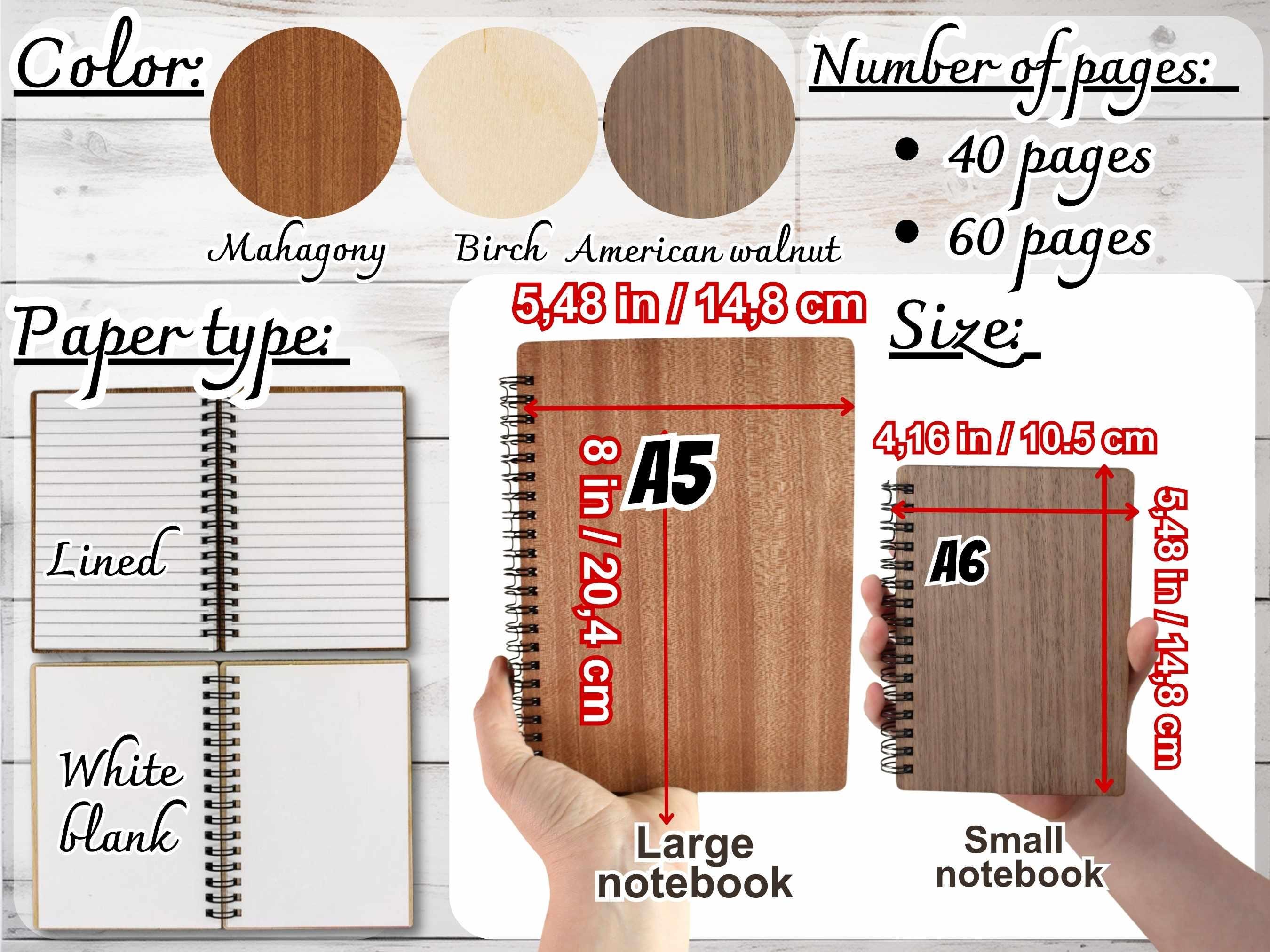 Personalized Wood Recipe Spiral Notebook Birthday Gift for Her Custom CookBook Personalzied Recipe Book Wooden Spiral Notebook Cooking Gift