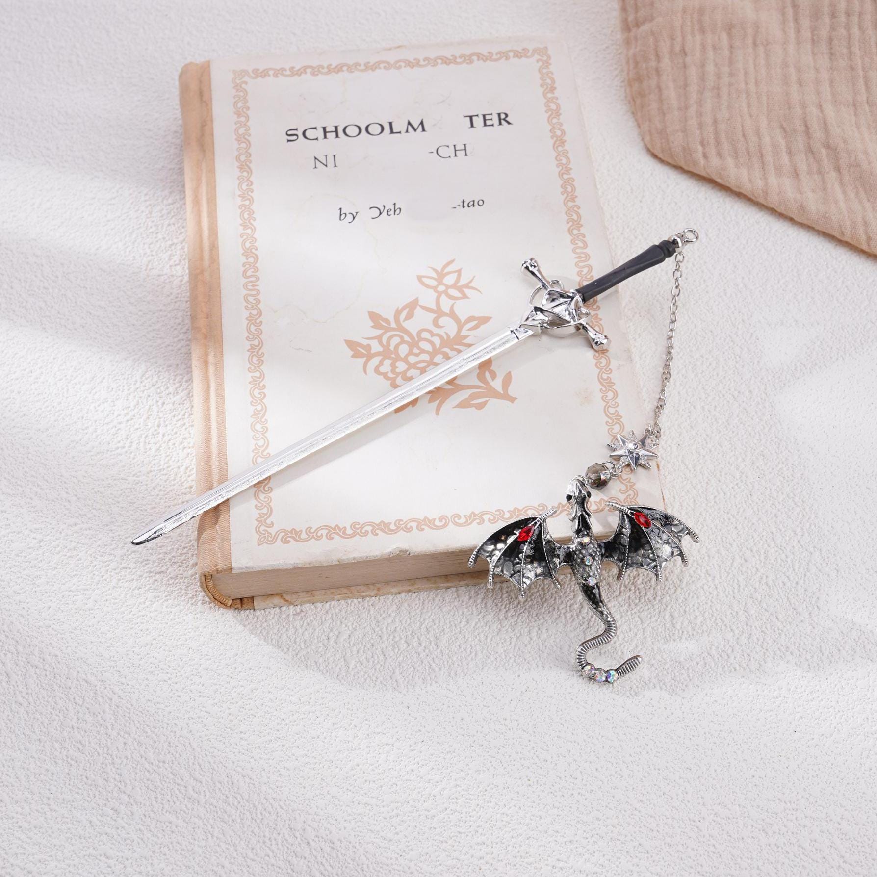 Sword Dragon Bookmark Birthday Gifts for Book Lover Reader Fantasy Bookworm Silver Gold Metal Charm Anniversary Gift Bookish Accessories