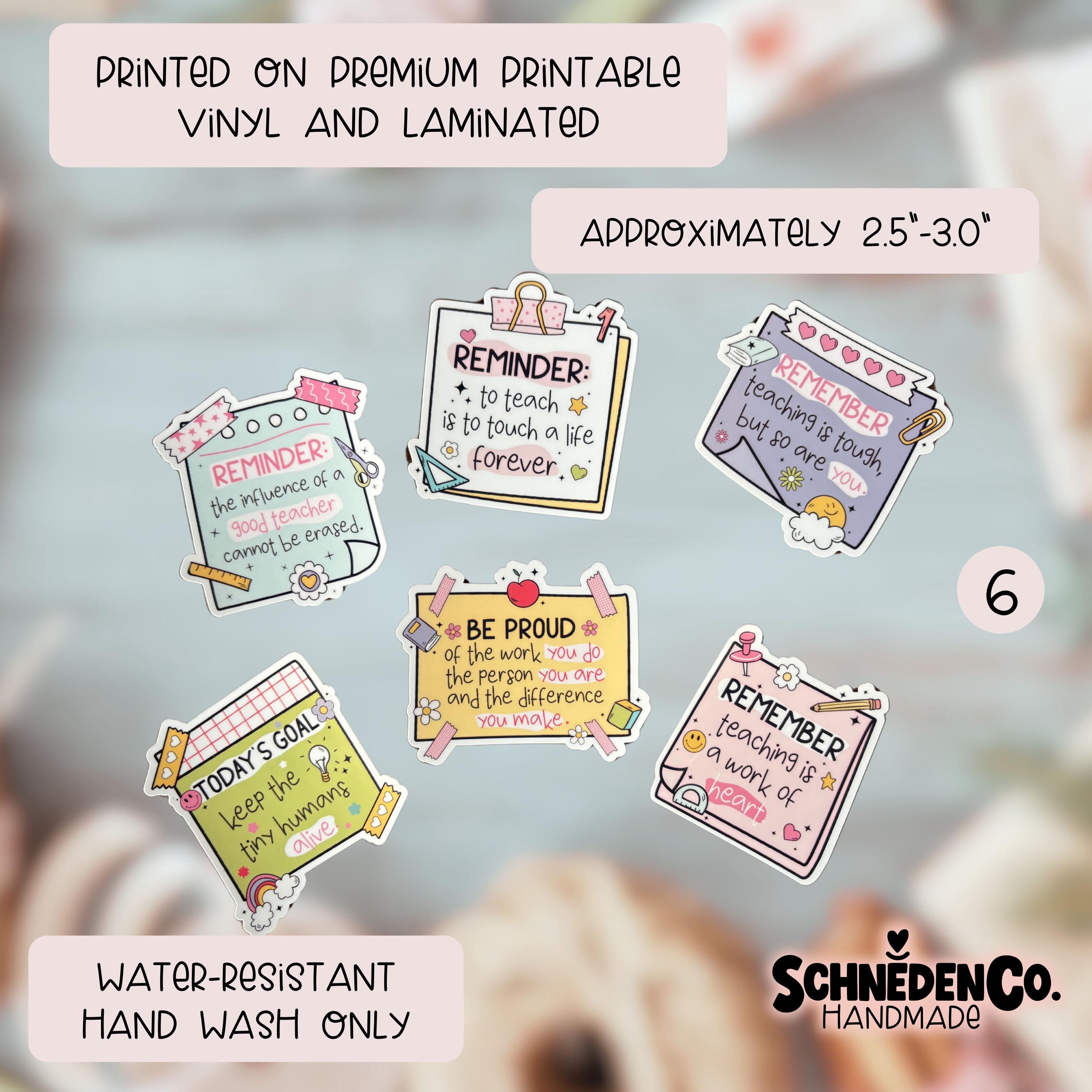 Teacher Reminders Sticker Bundle Pack, Cute Vinyl Teacher Stickers, Kindle Laptop Stickers, Journaling Stickers, Teacher Appreciation Gifts