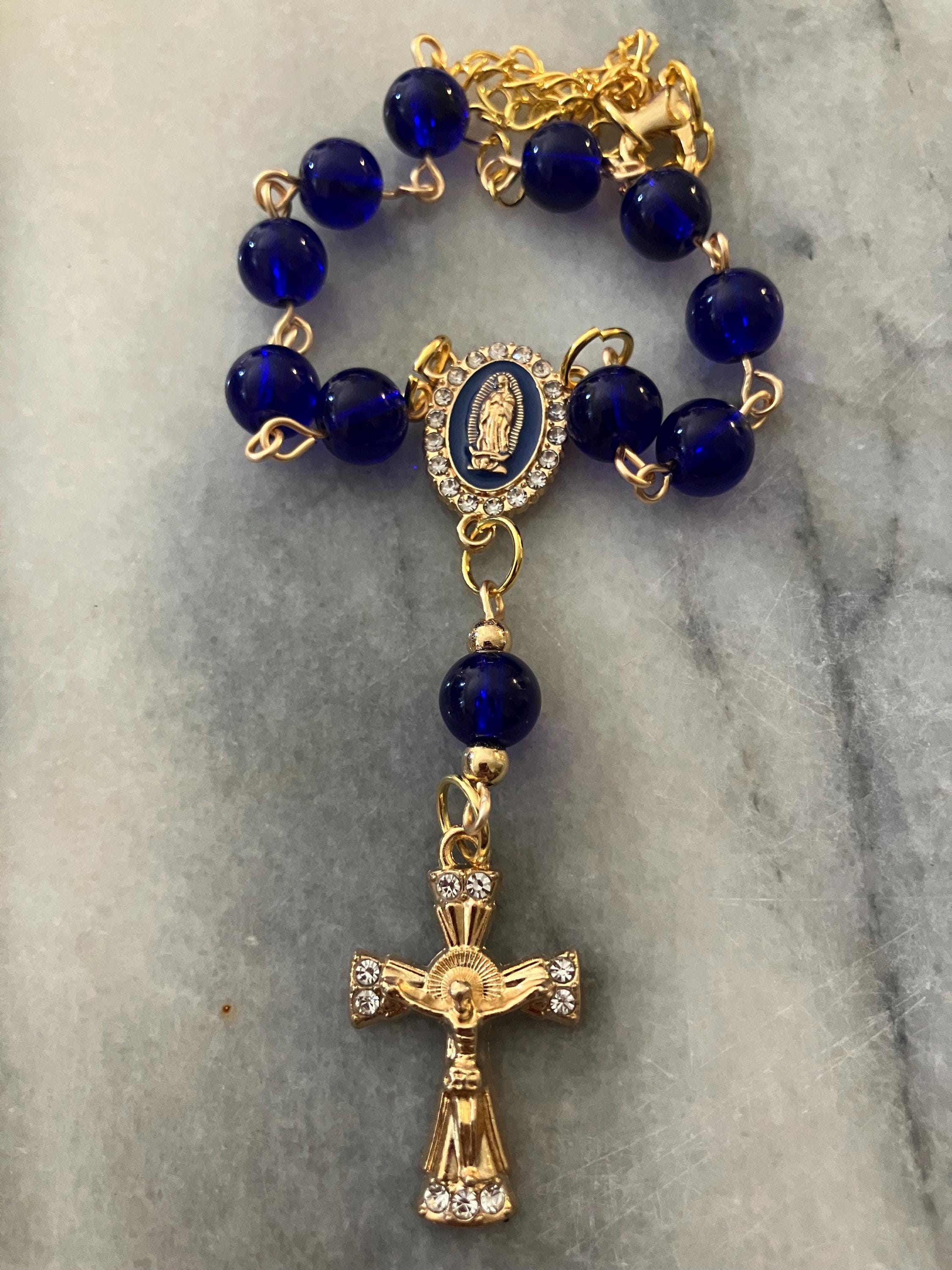 Religious Gift Idea Handmade One Decade Car Rosary for rearview mirror