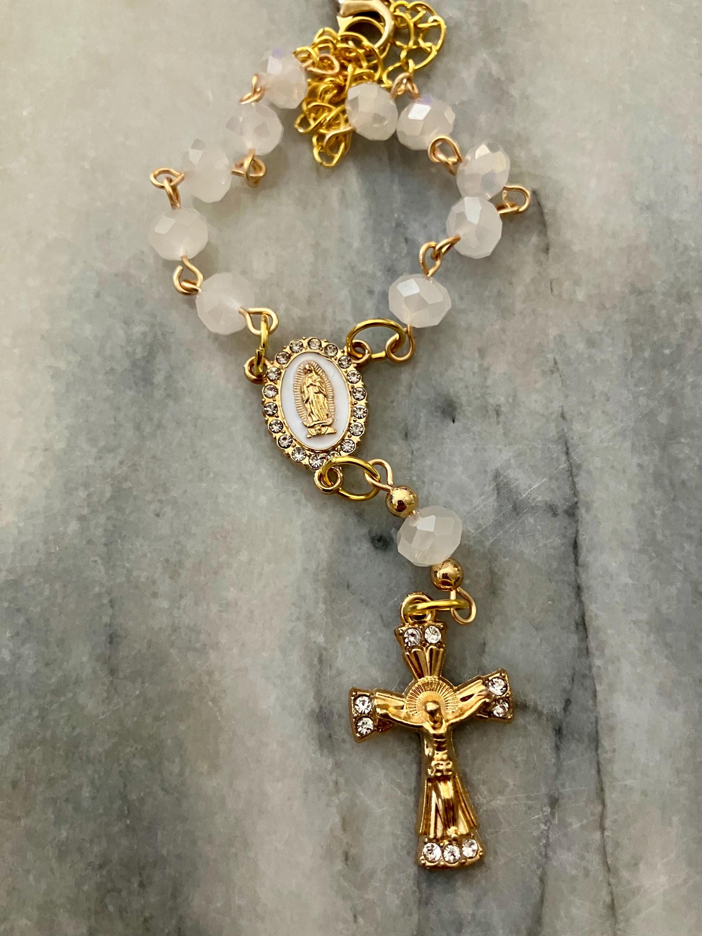 Religious Gift Idea Handmade One Decade Car Rosary for rearview mirror