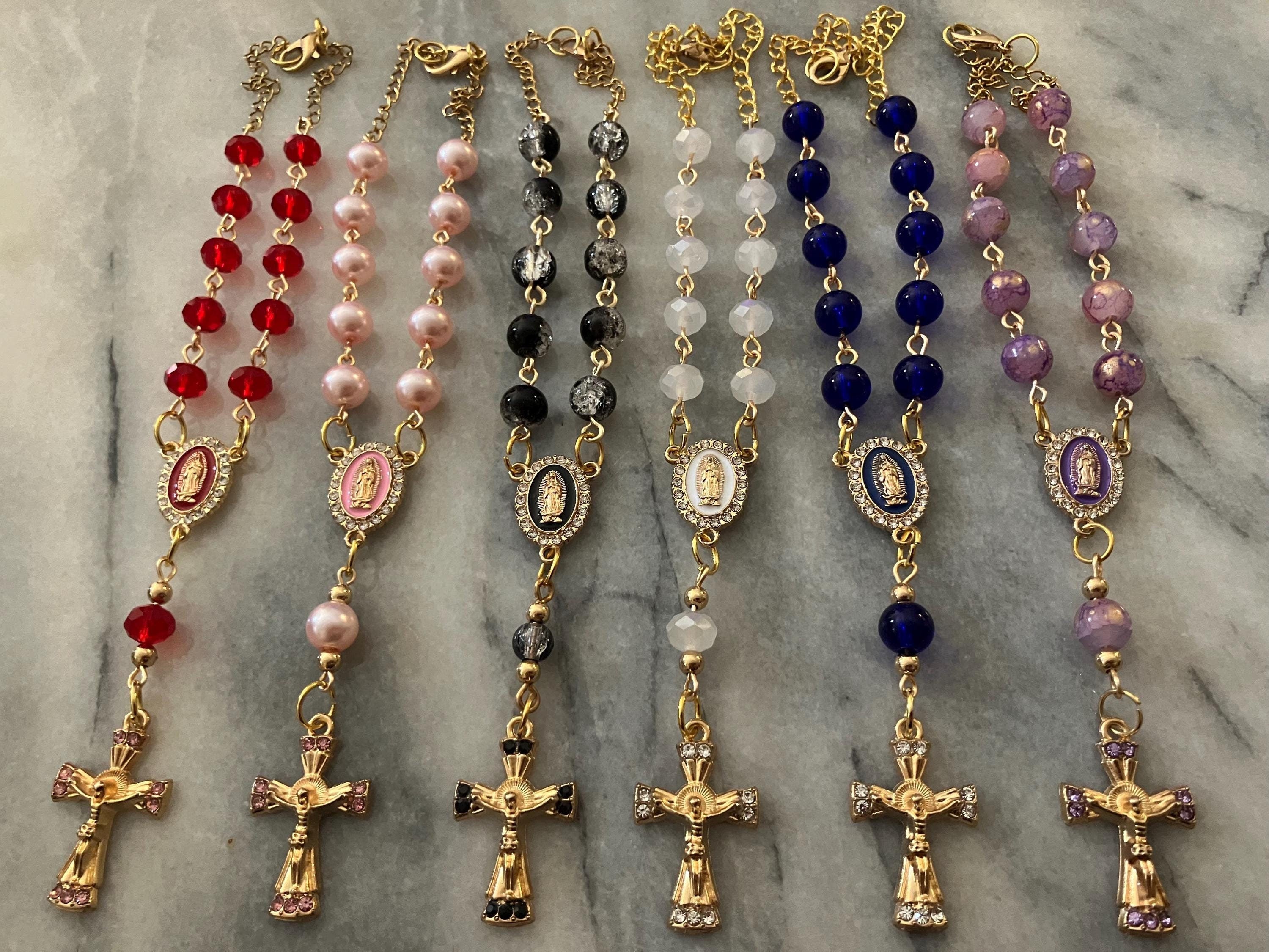 Religious Gift Idea Handmade One Decade Car Rosary for rearview mirror