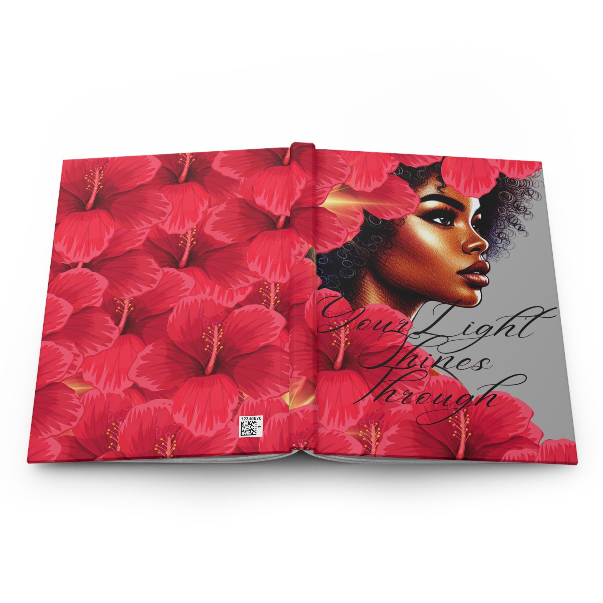 Black Girl Magic Journal Your Light Shines Through Floral Hardcover Journal, Inspirational Journal for Women, Notebook, Beautiful Gray
