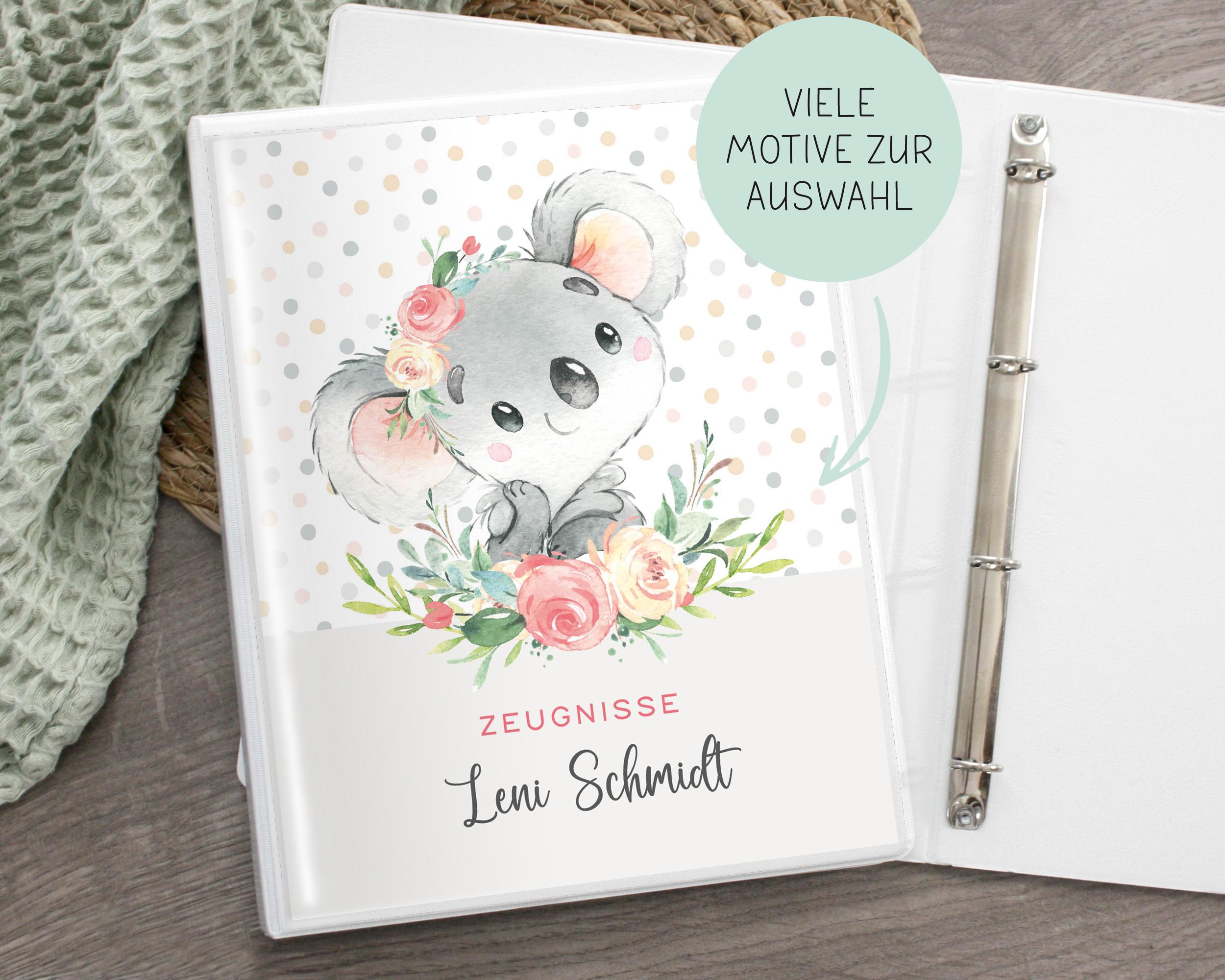 Personalized certificate folder animals, school start gift idea school child, school enrollment