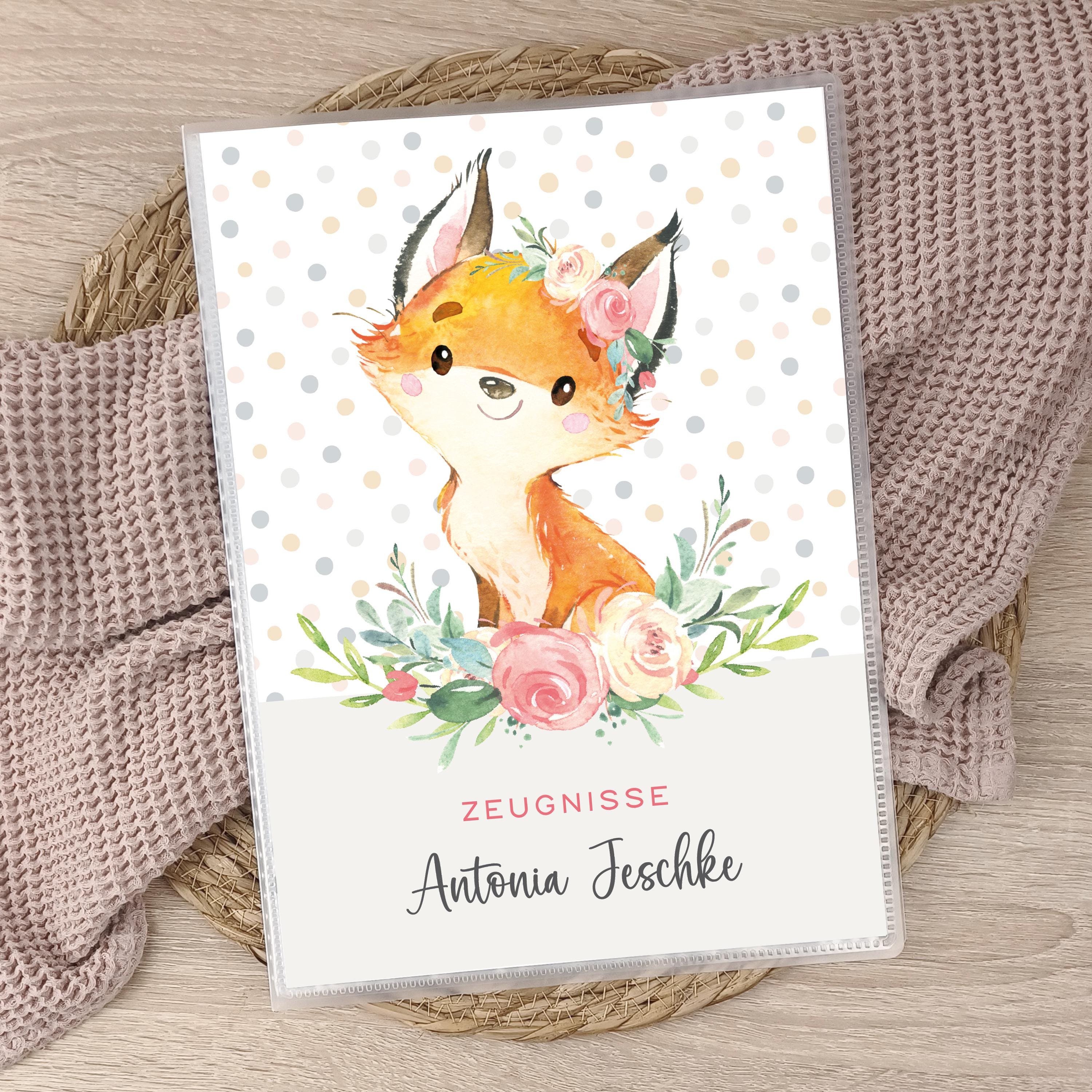 Personalized certificate folder animals, school start gift idea school child, school enrollment