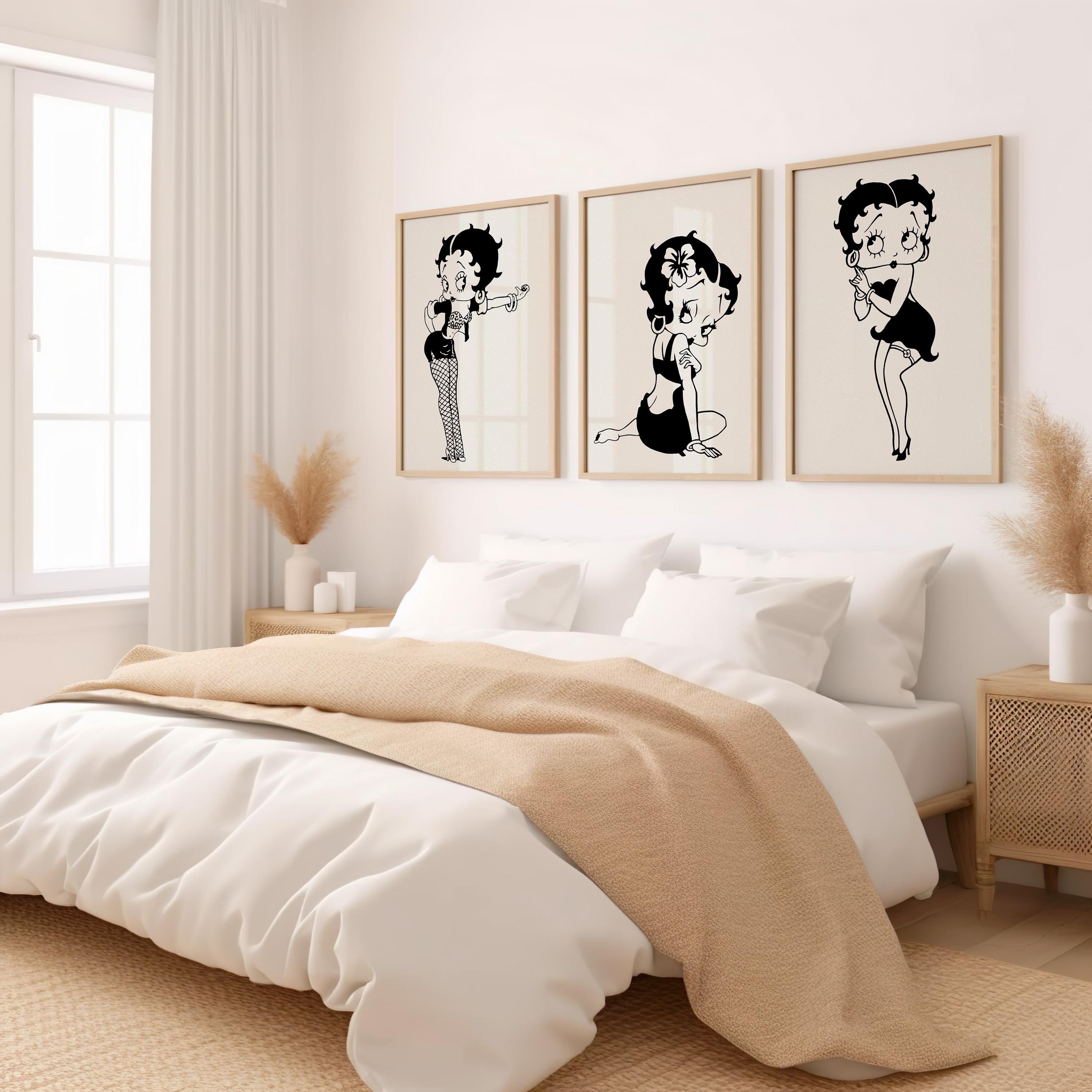 Betty Boop Set of 3 Canvas / Art Prints / Framed Wall Art, Home Decor, Dorm Art for College Girls, Aura Poster Gift for Girlfriend
