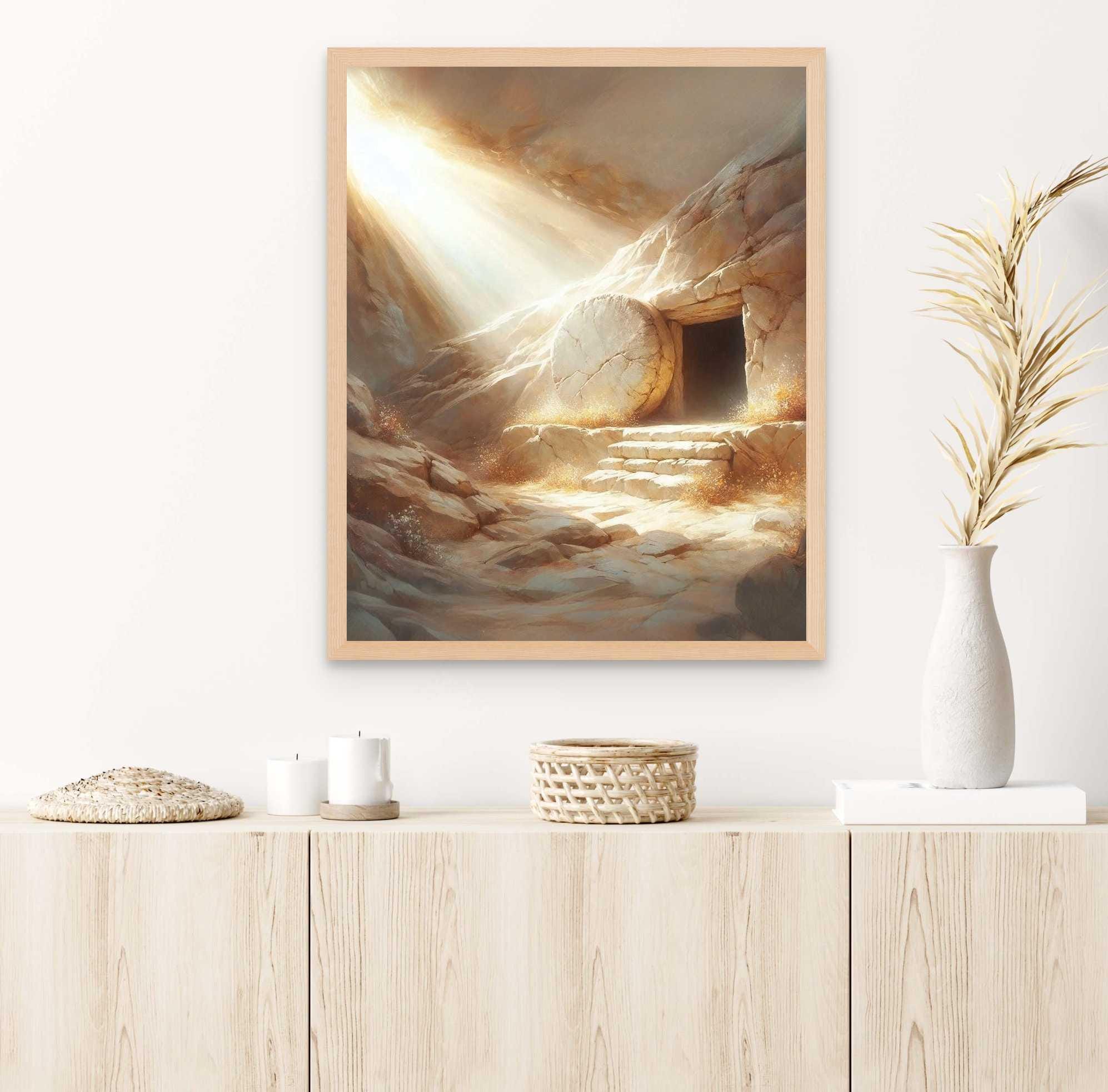 The Tomb is Empty, Christian Painting, Easter Art, Picture of Jesus Resurrection, Catholic Art, Bible Prints, Christian Wall Art, Jesus Art