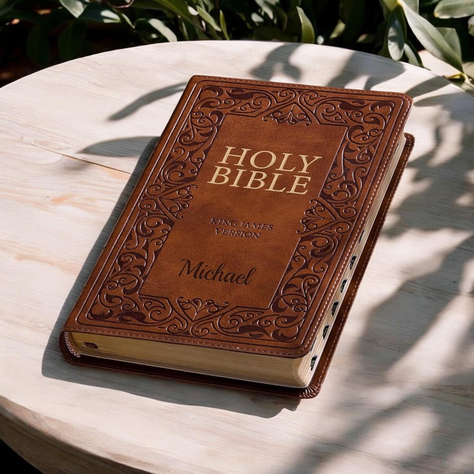 Personalized KJV BIBLE Name Christian Baptism Gift for Him Dad Men Her Mom Women Communion Catholic Confirmation Birthday Custom Engraved