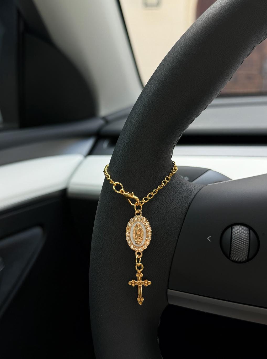 Steering Wheel Rosary Charm Accessory l Rosary Car Charm Accessory l Car Accessory l Car Charms l Car Decor l Unique Trendy Car Charms Decor