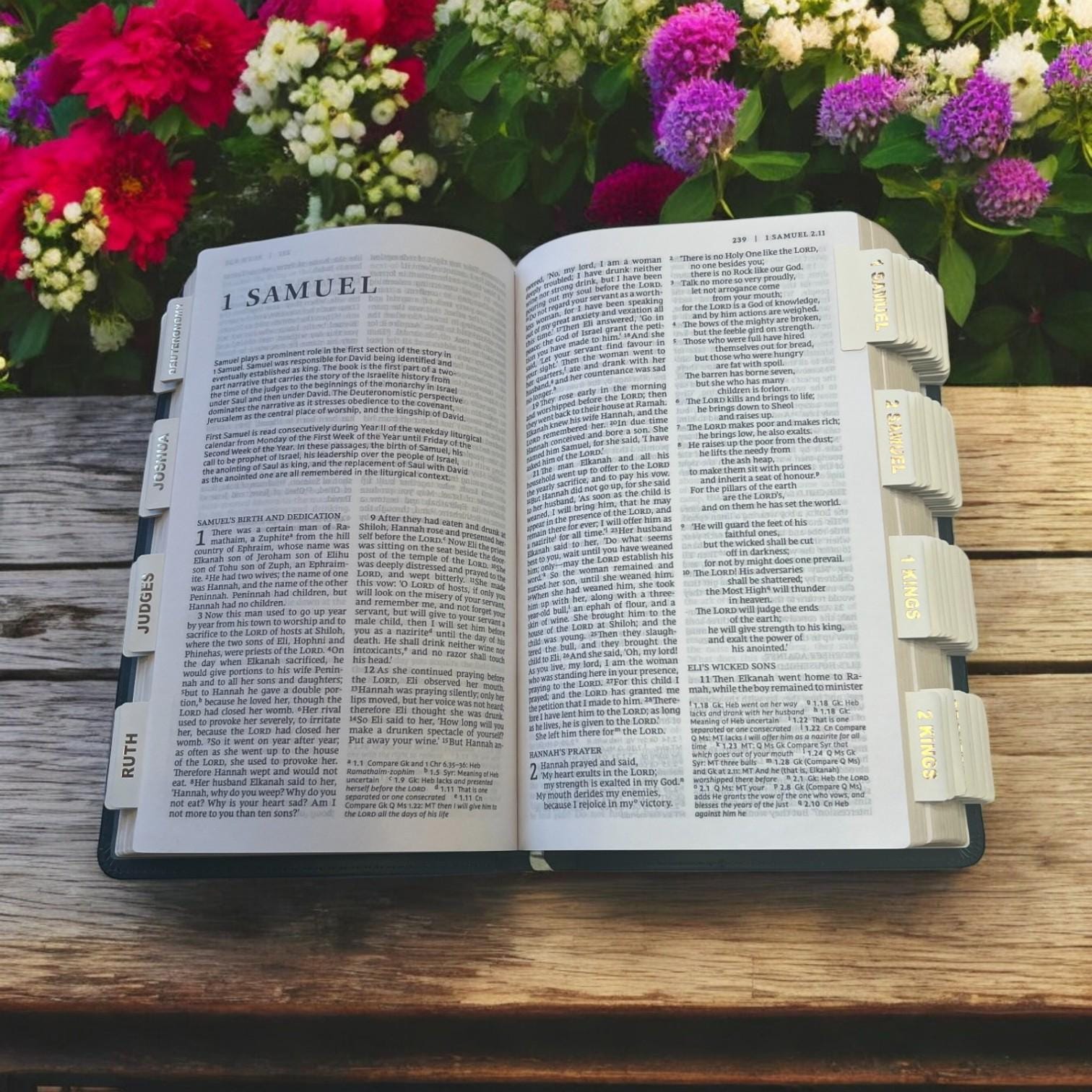 Custom Blue NRSV Tabbed BIBLE with Tabs Catholic Gift for Him Dad Men Boys Her Mom Women Confirmation Baptism Communion Wedding Birthday Son