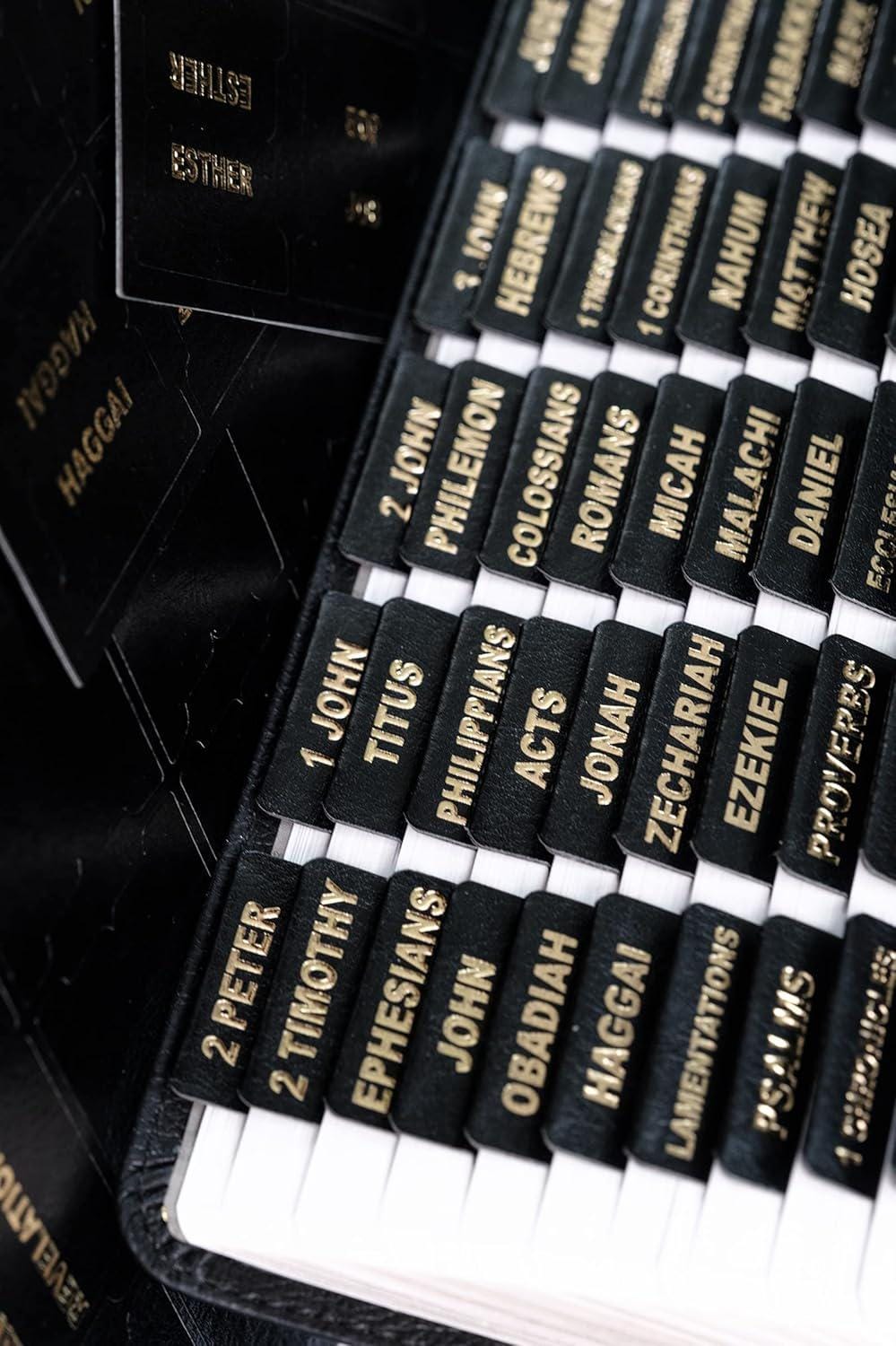 Custom Leather Black KJV Tabbed BIBLE with Tabs Christian Gift for Him Dad Men Her Communion Baptism Catholic Confirmation Wedding LARGE Birthday