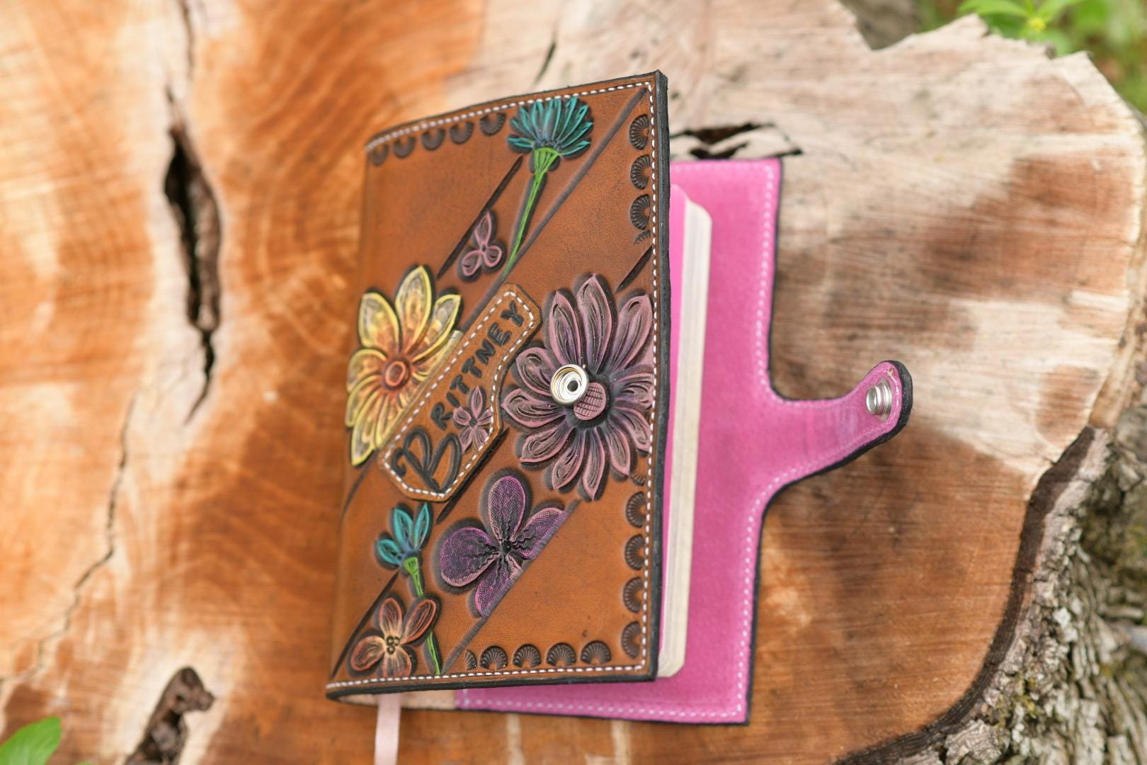 Customizable Hand-Tooled Leather Bible cover