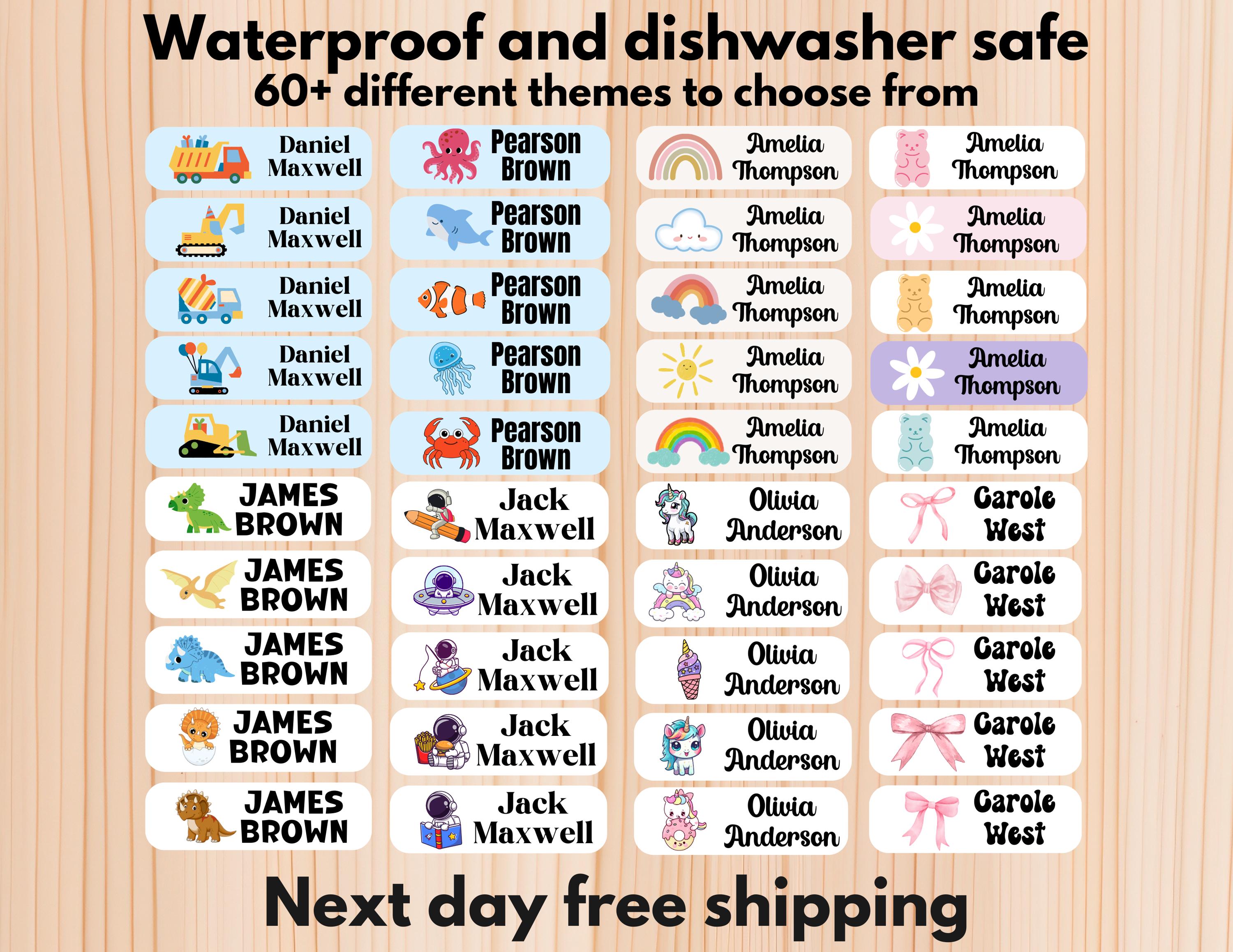 102 Waterproof Daycare Labels, Dishwasher Safe , Iron on, Summer camp name labels, School Supply, Customized Labels, Water bottle name label