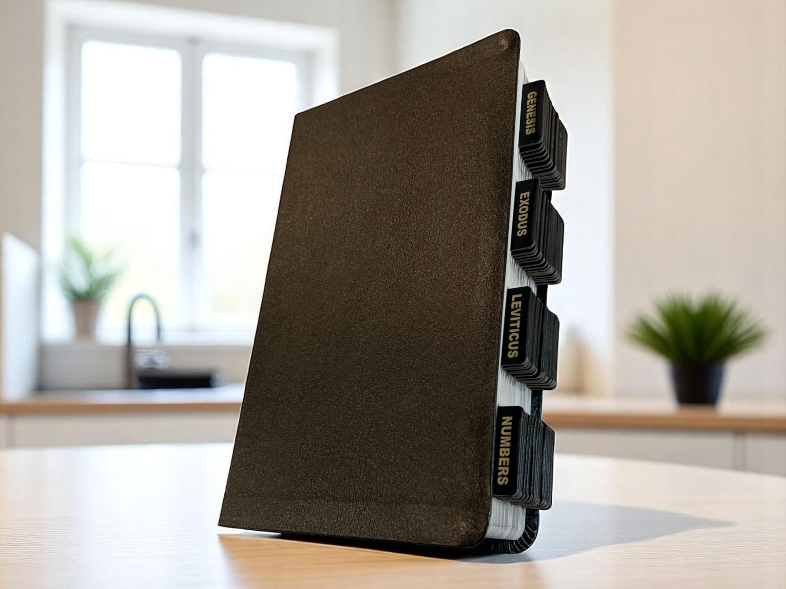 Custom Black NIV Tabbed BIBLE with Tabs Christian Gift for Him Dad Men Boys Her Women Mom Catholic Confirmation Communion Baptism Birthday