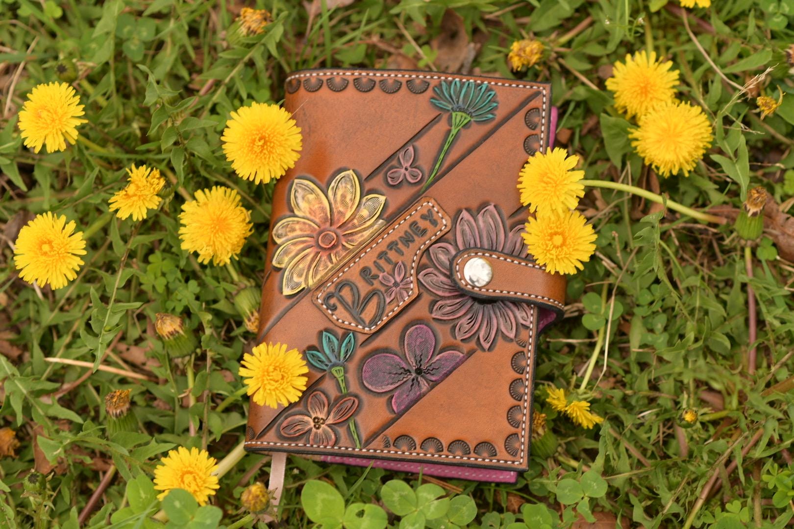 Customizable Hand-Tooled Leather Bible cover