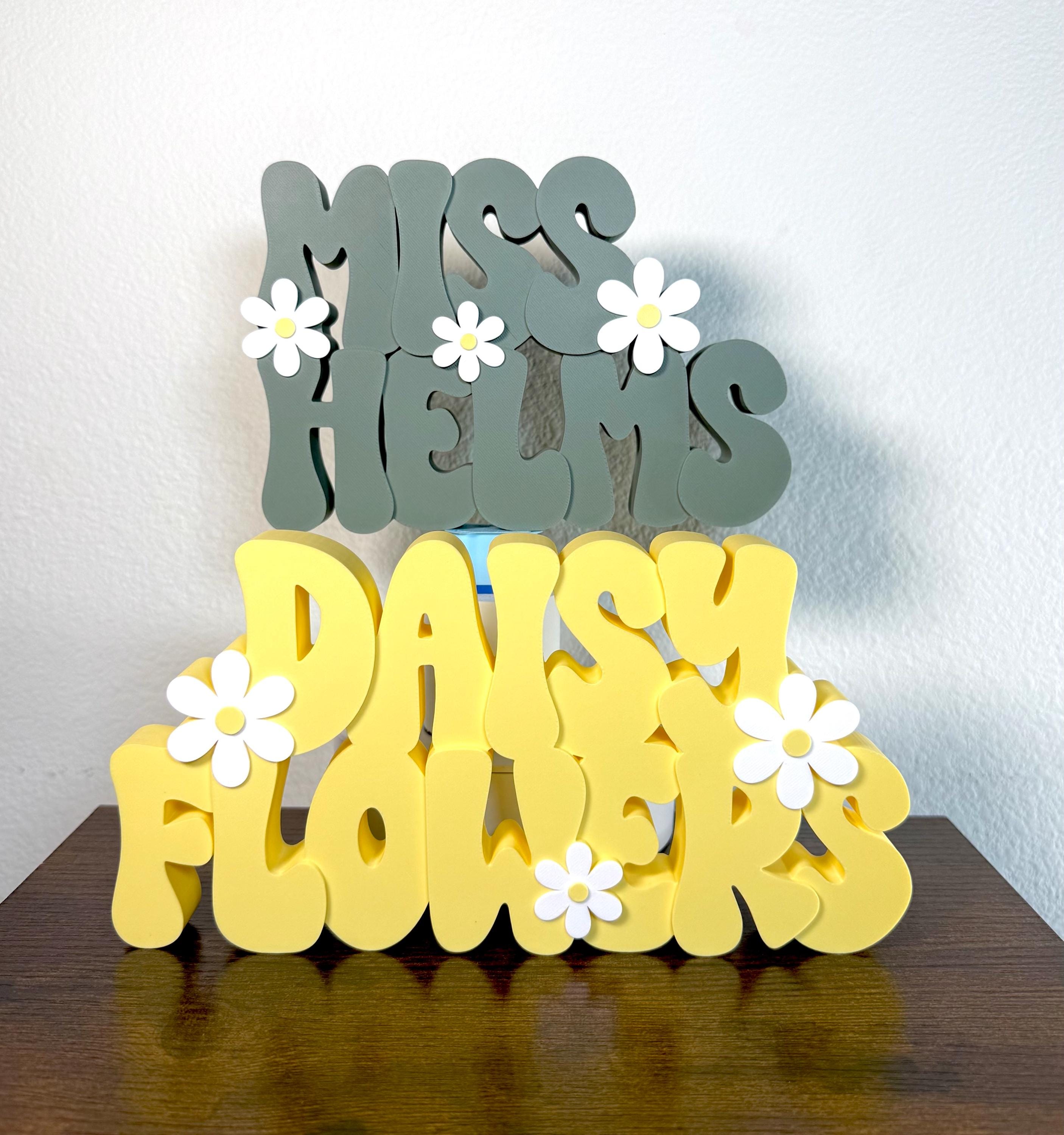 Personalized Teacher Name Plate, Daisy, Teacher Name Sign, Retro Name Sign, Groovy Name Plate, Teacher Gift, Daycare Gift, Office Name Plate