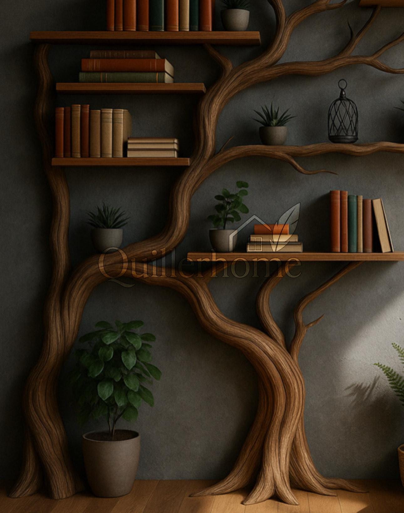 Tree Bookshelf Wall-Mounted | Handmade Wooden Branch Shelf | Nature-Inspired Bookcase | Custom Rustic Wall Decor | Unique Tree Shelf