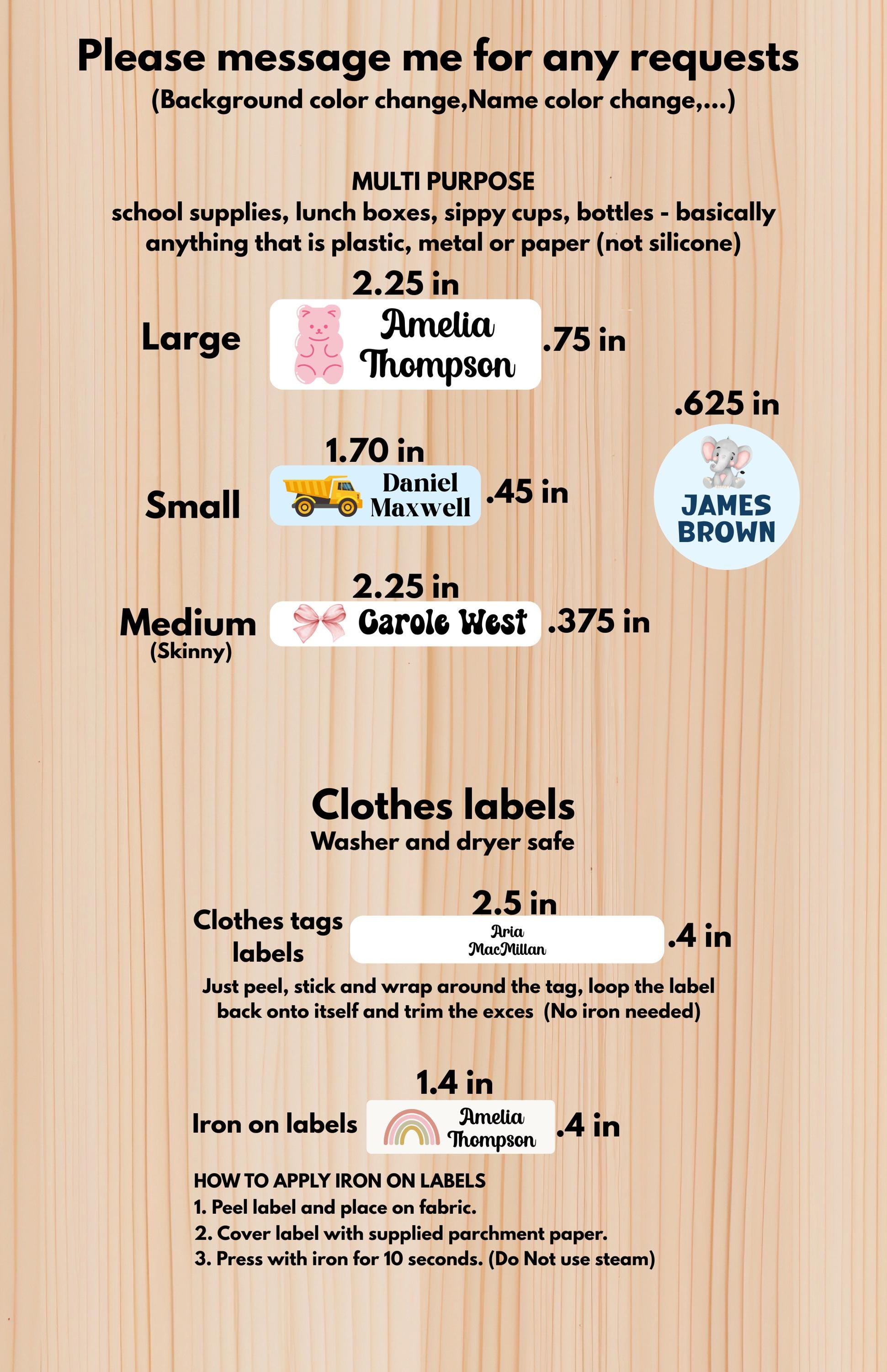 102 Waterproof Daycare Labels, Dishwasher Safe , Iron on, Summer camp name labels, School Supply, Customized Labels, Water bottle name label