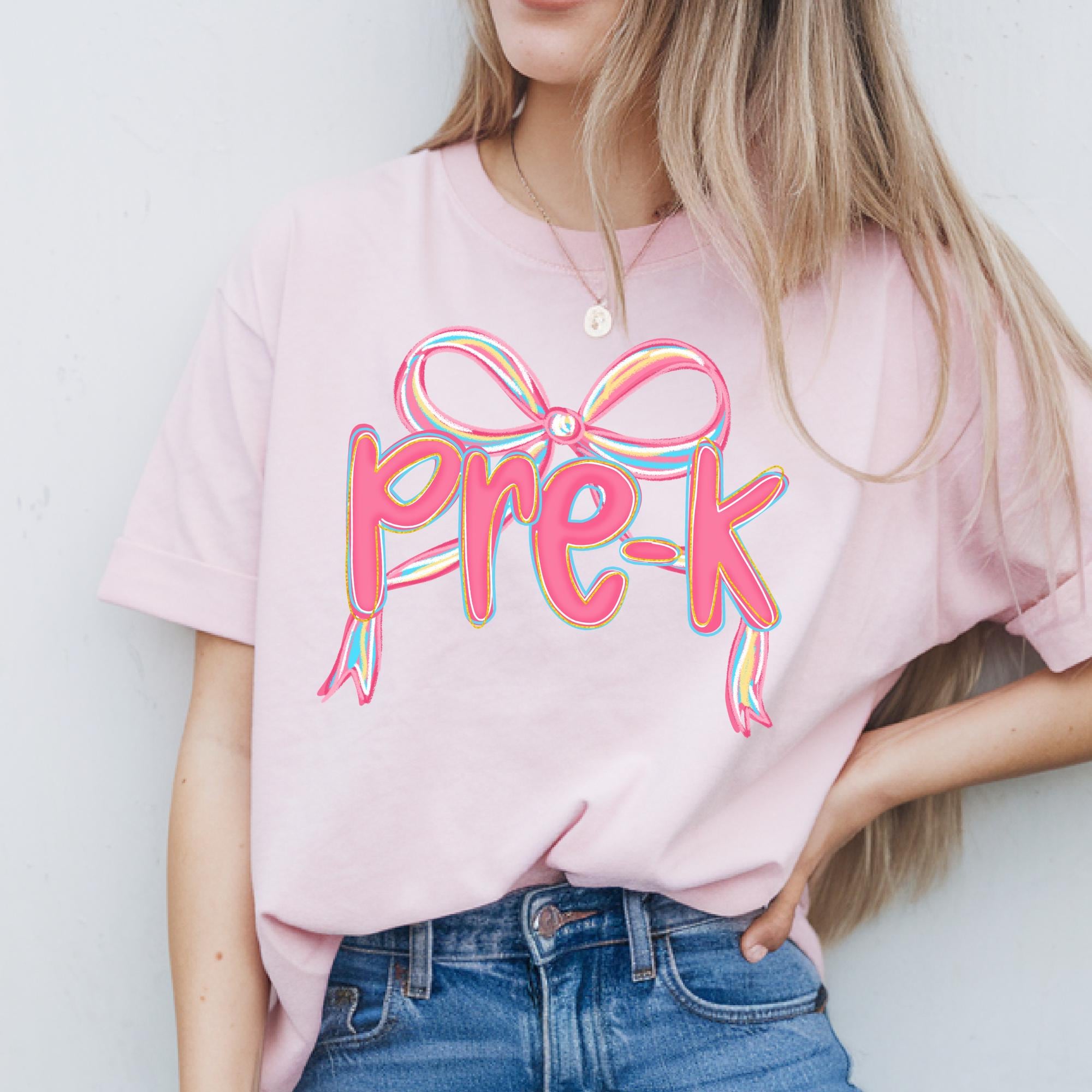 Teacher Grade Crew Bow Shirt Back to School Girl T-Shirt Pastel Neon Grade Shirt Cute Grade Level Tee for Girls Back to School Outfit 2025T
